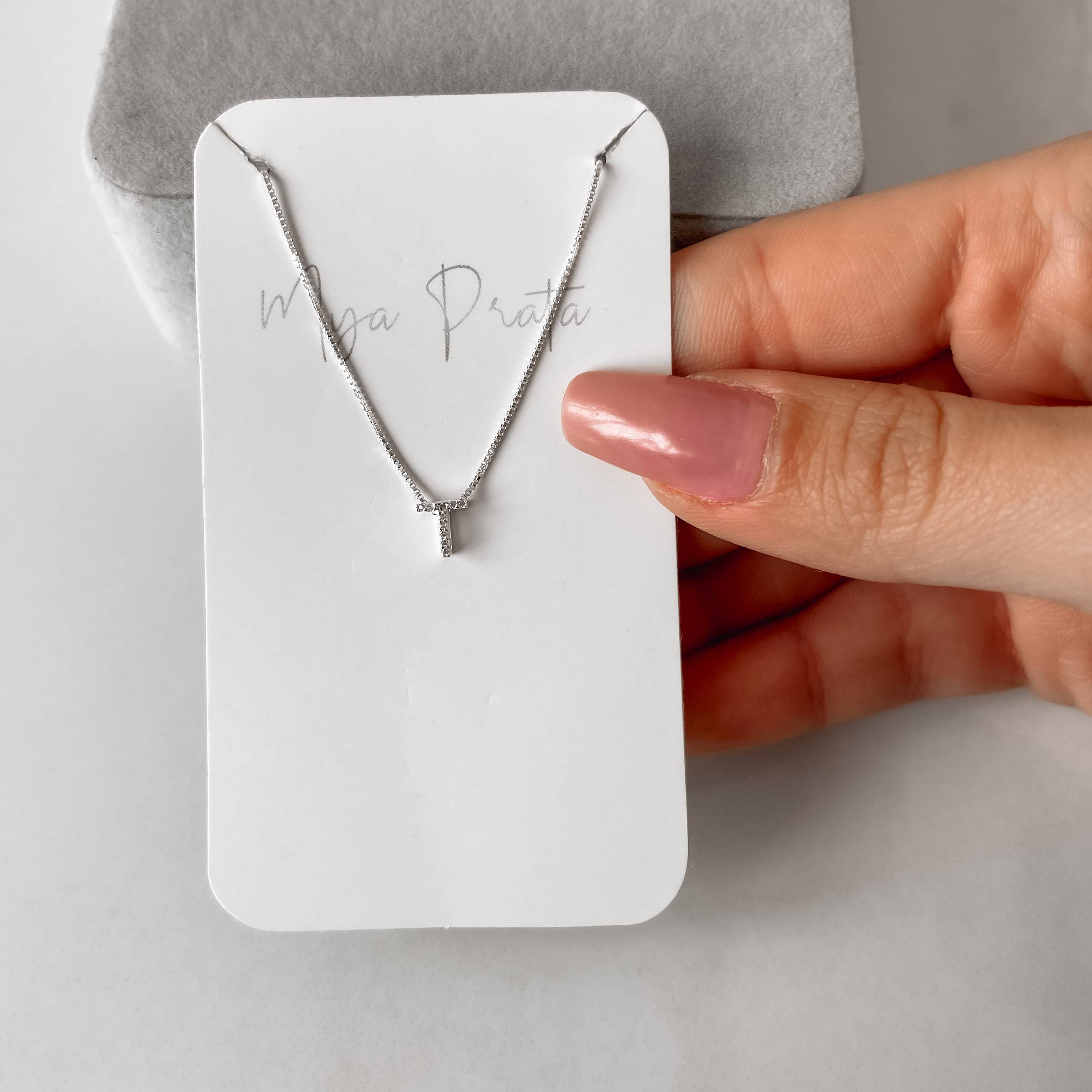 Imagem Secundária Colar letra T cravejada 6mm 45cm