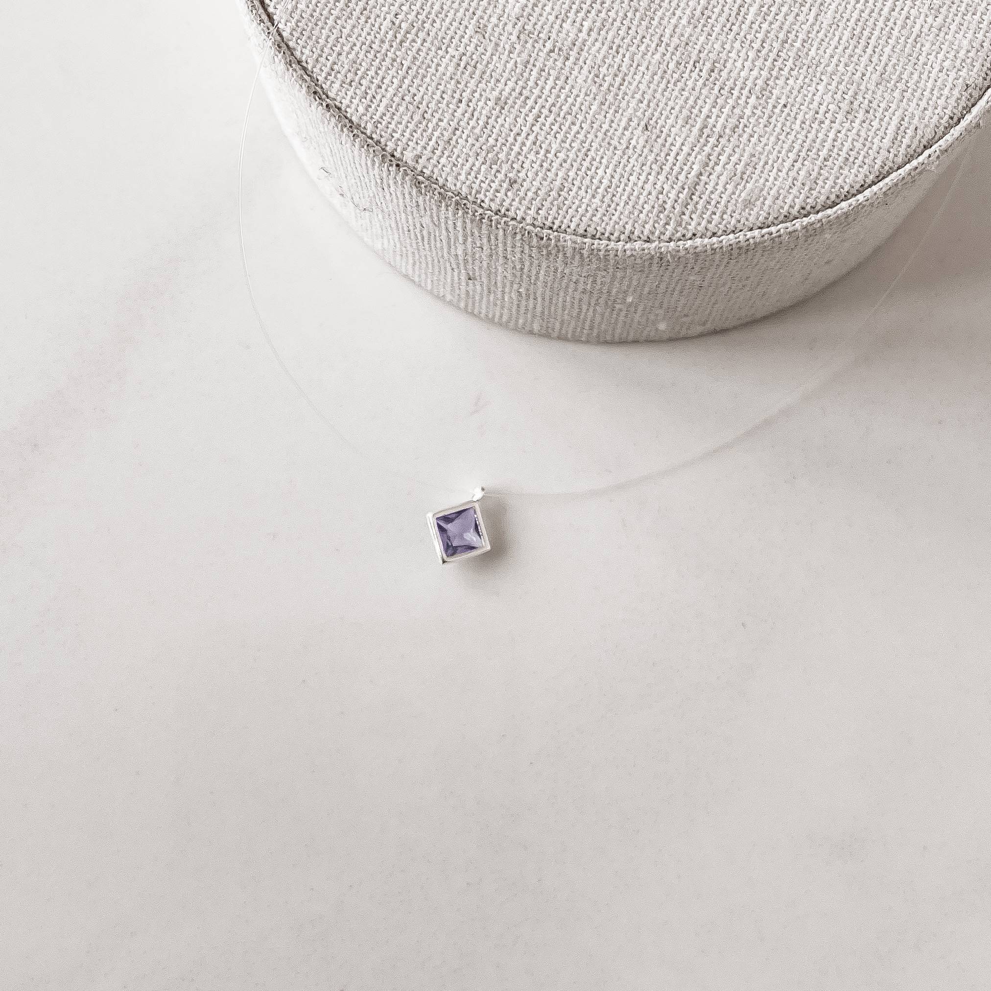 Imagem Colar nylon zircônia losango lilás 6mm 40cm