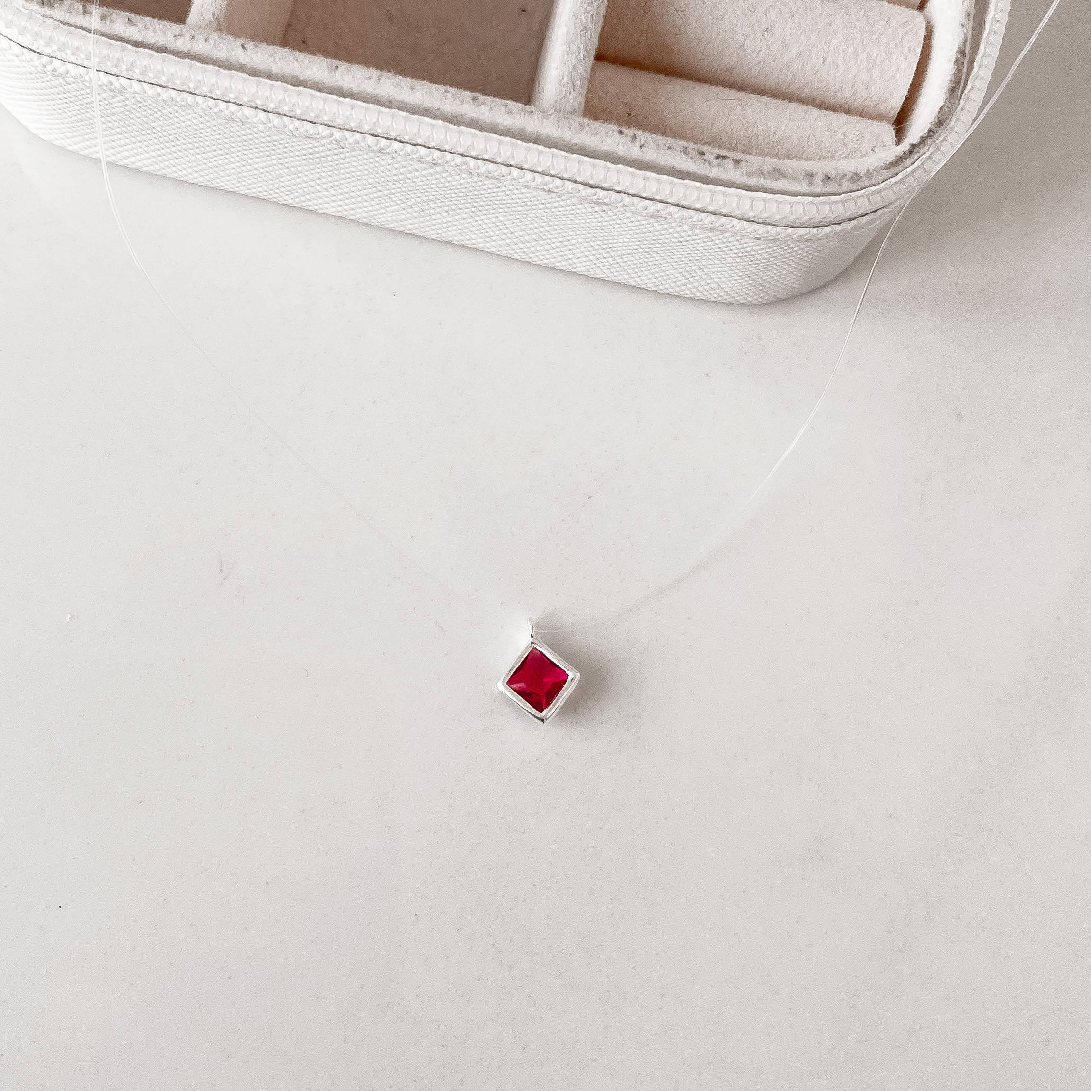 Imagem Colar nylon zircônia losango cereja 6mm 40cm