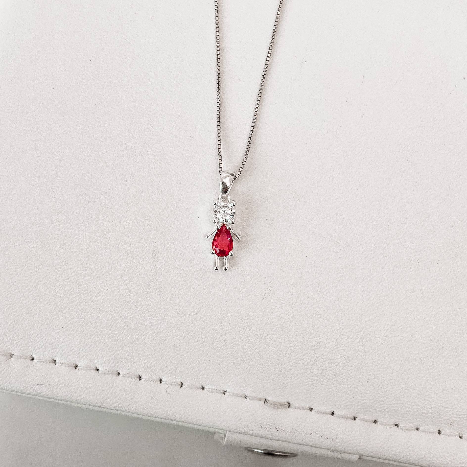 Imagem Secundária Colar pingente menina zircônia cereja 13mm 45cm