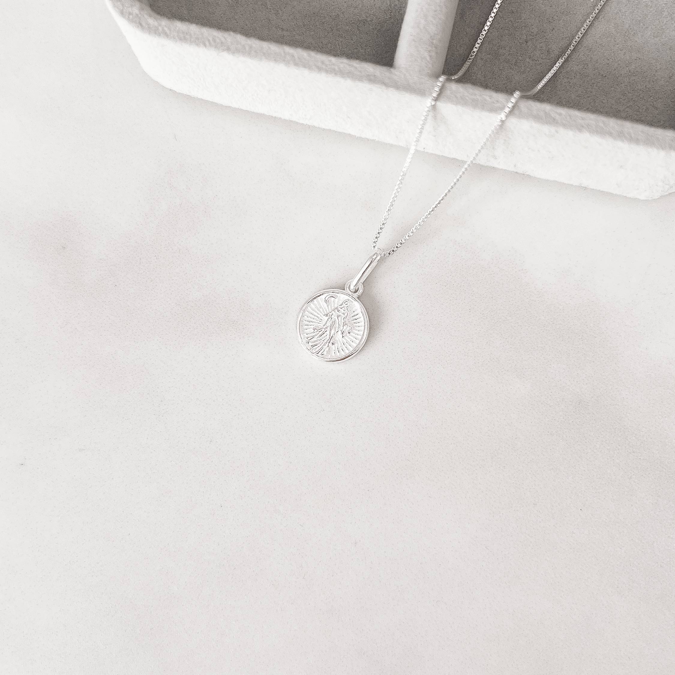 Colar pingente medalha Iemanjá 11mm 45cm