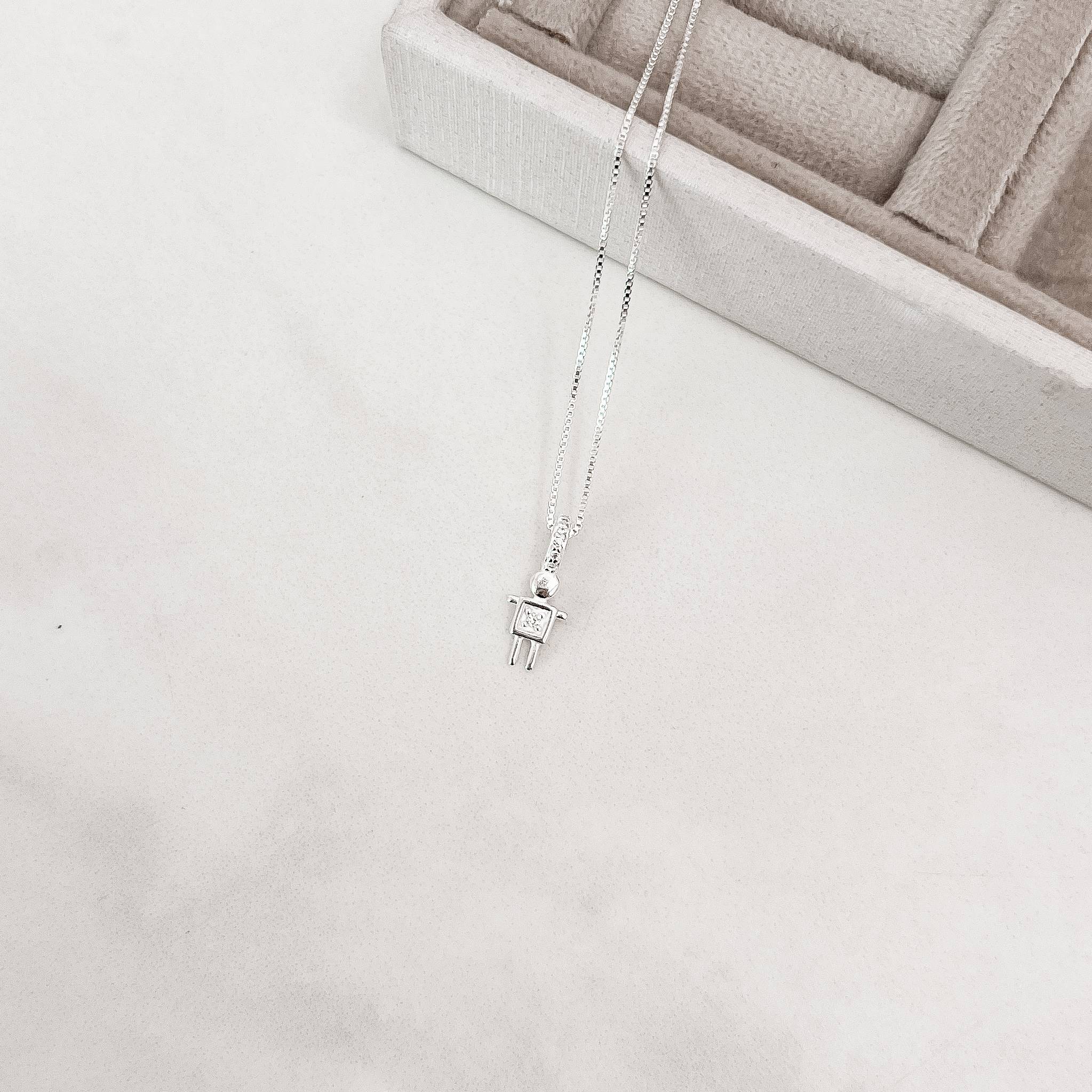 Colar menino com zircônia elo cravejado 10mm 45cm