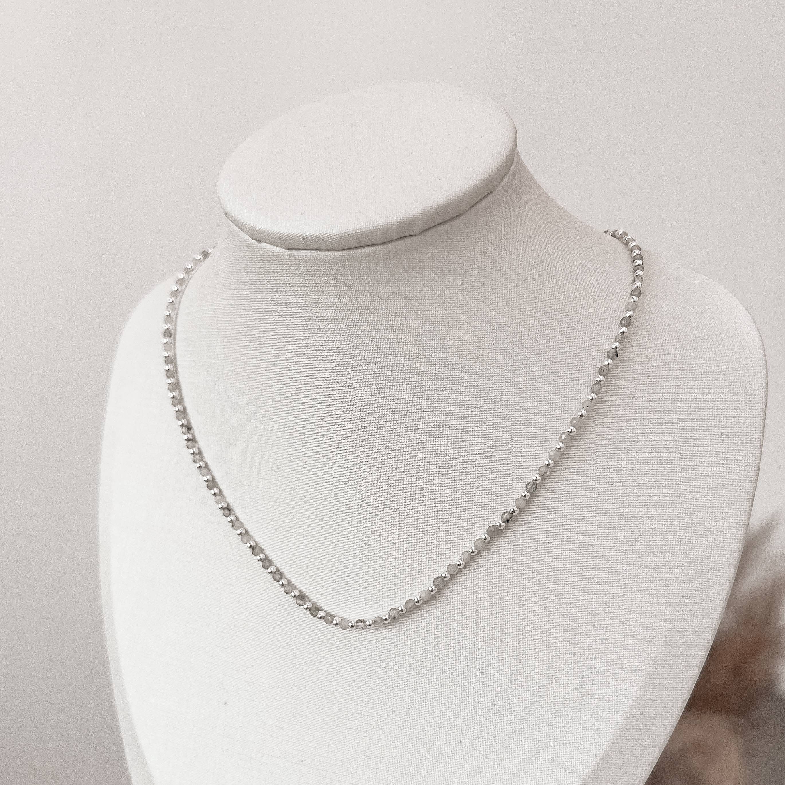 Imagem Colar pedra labradorita 2mm com bolas 40+5cm