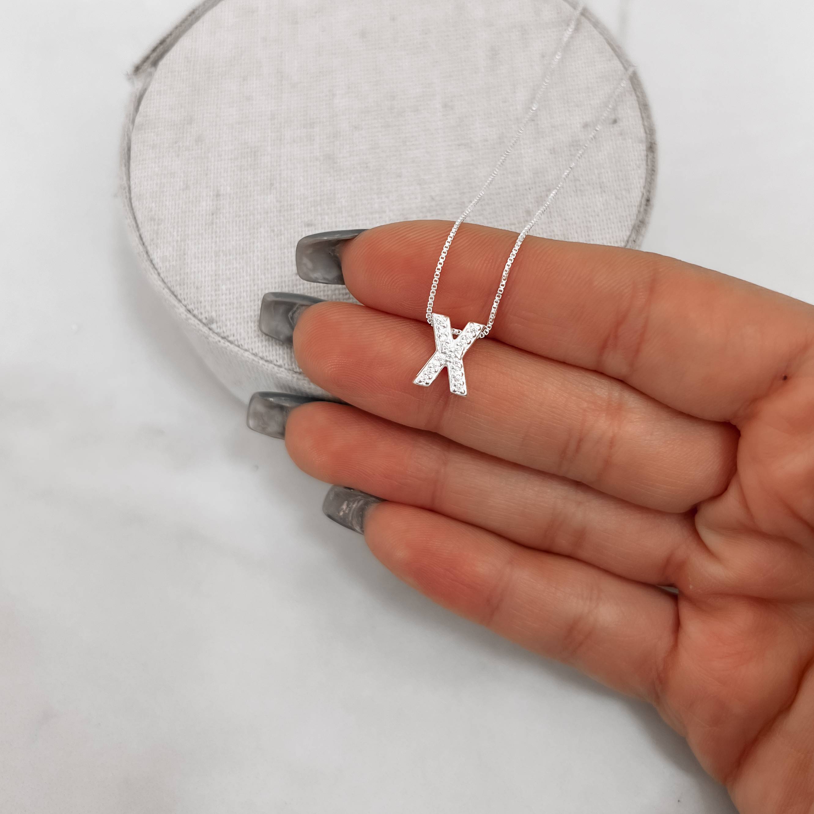 Imagem Secundária Colar letra X cravejada 10mm 45cm