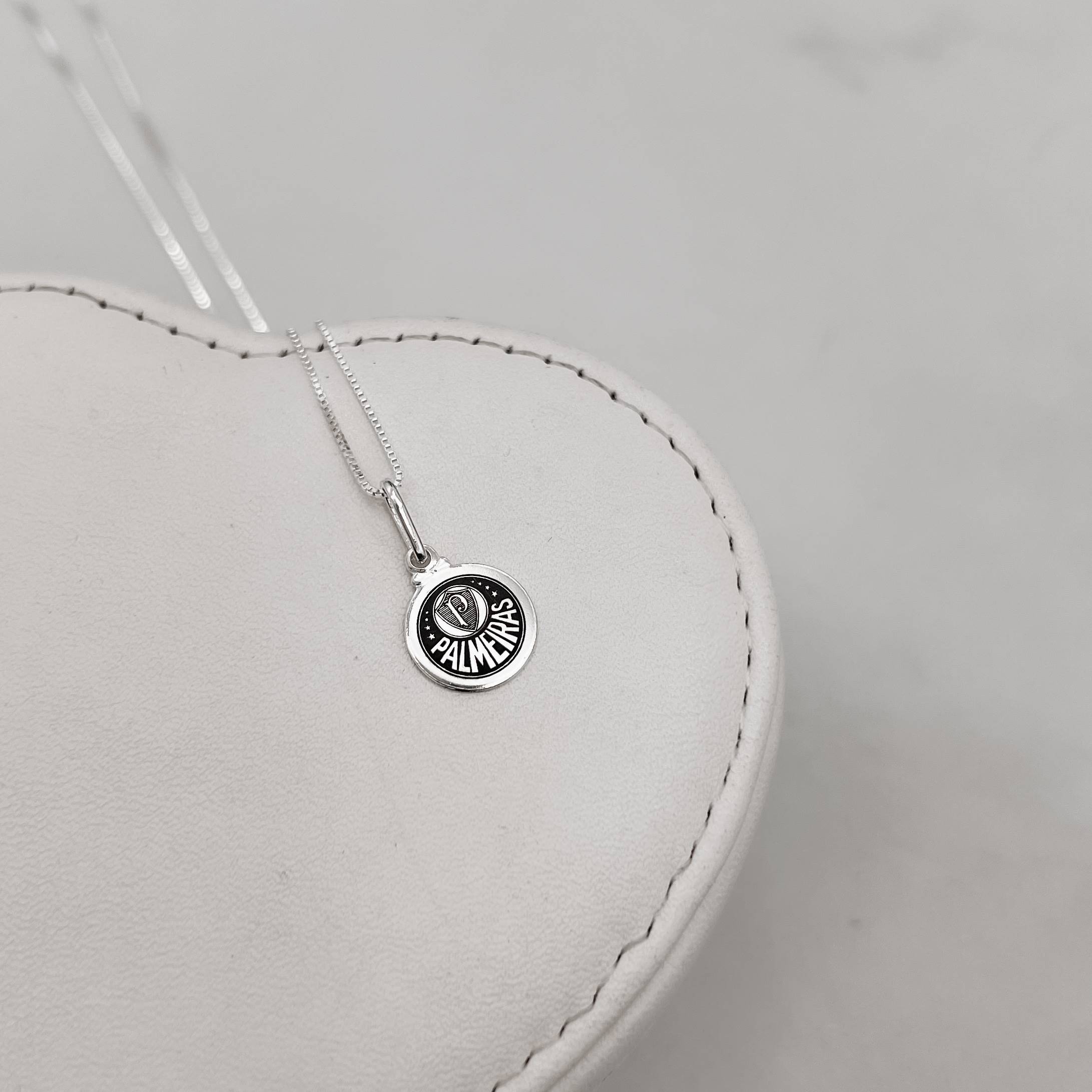 Colar pingente medalha time Palmeiras 12mm 40cm