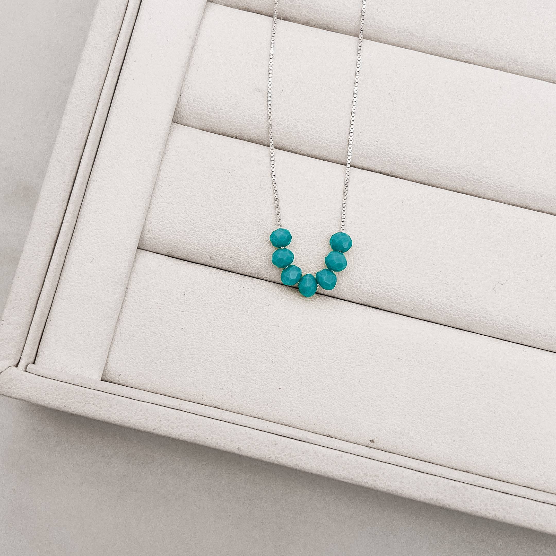 Imagem Secundária Colar cristal turquesa 4mm 45cm