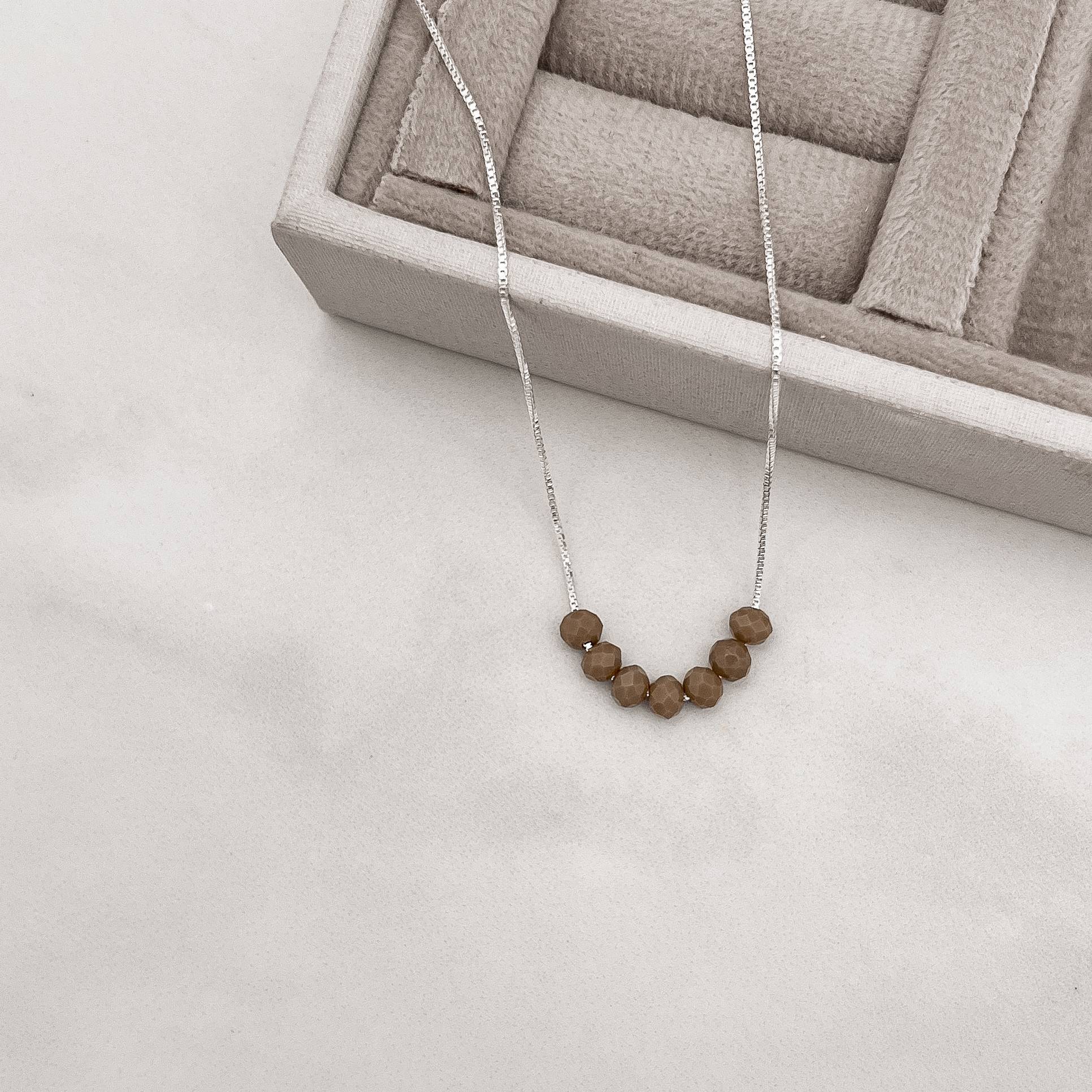 Imagem Secundária Colar cristal marrom claro 4mm 45cm