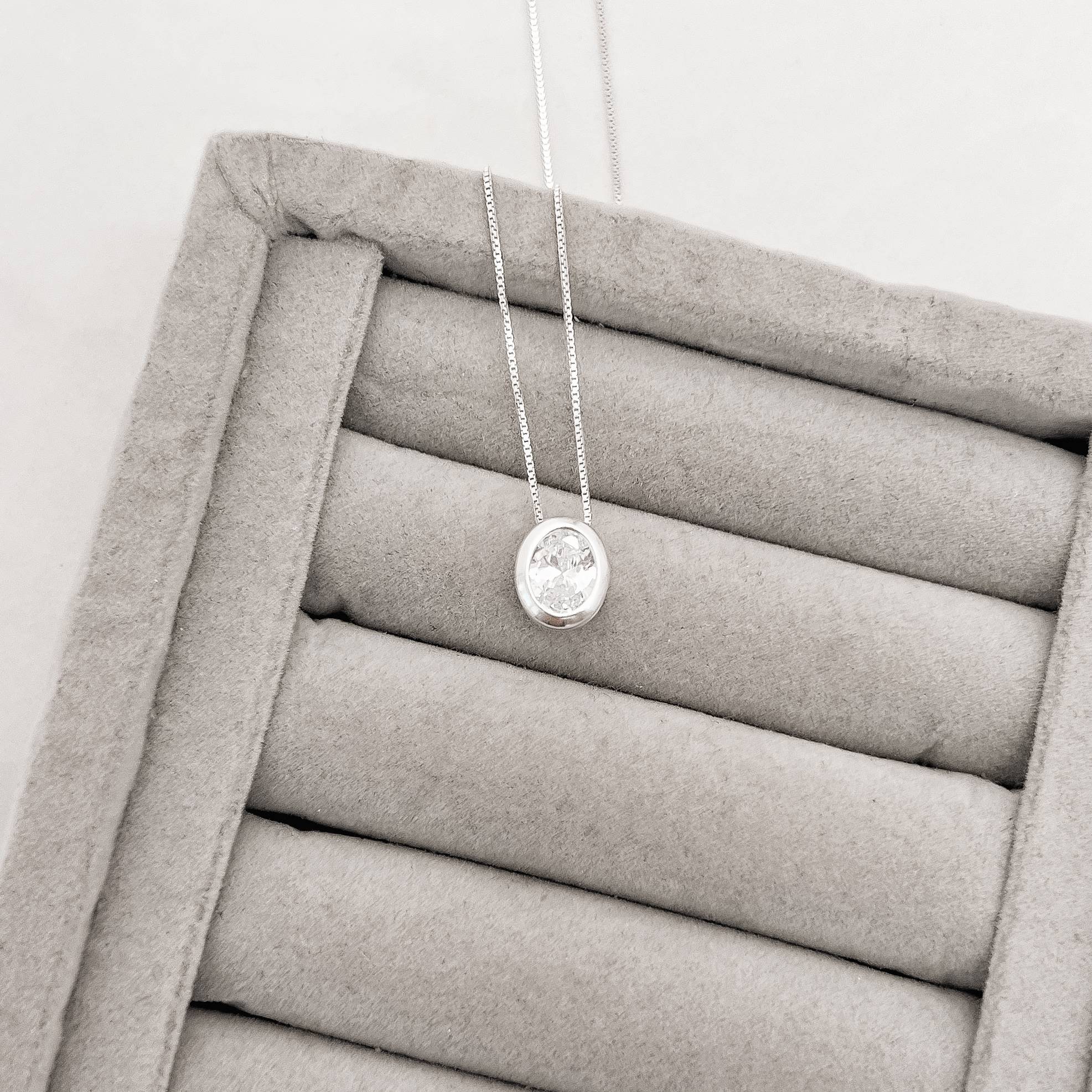 Imagem Secundária Colar zircônia oval cristal 11mm 45cm