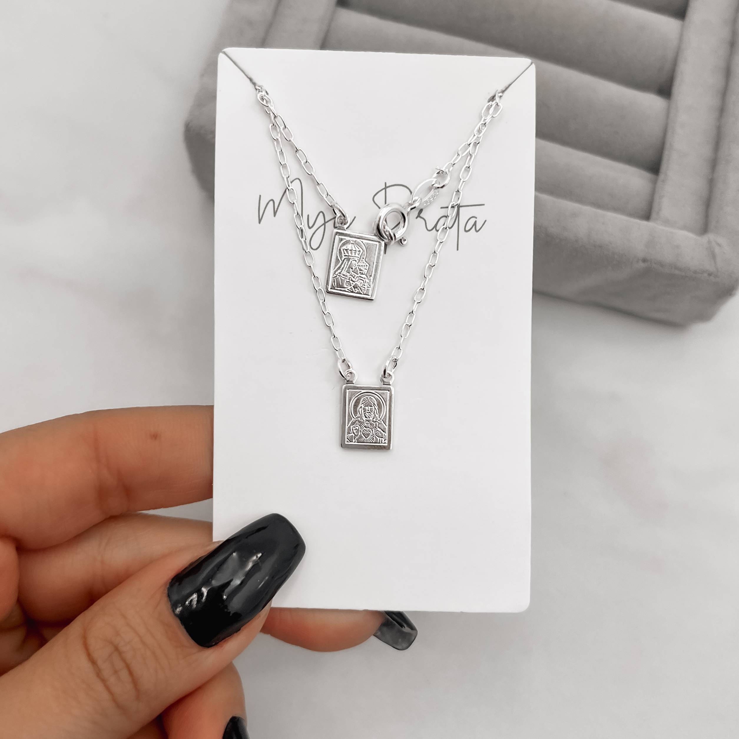 Escapulário infantil tradicional verso salmos 45cm com fecho