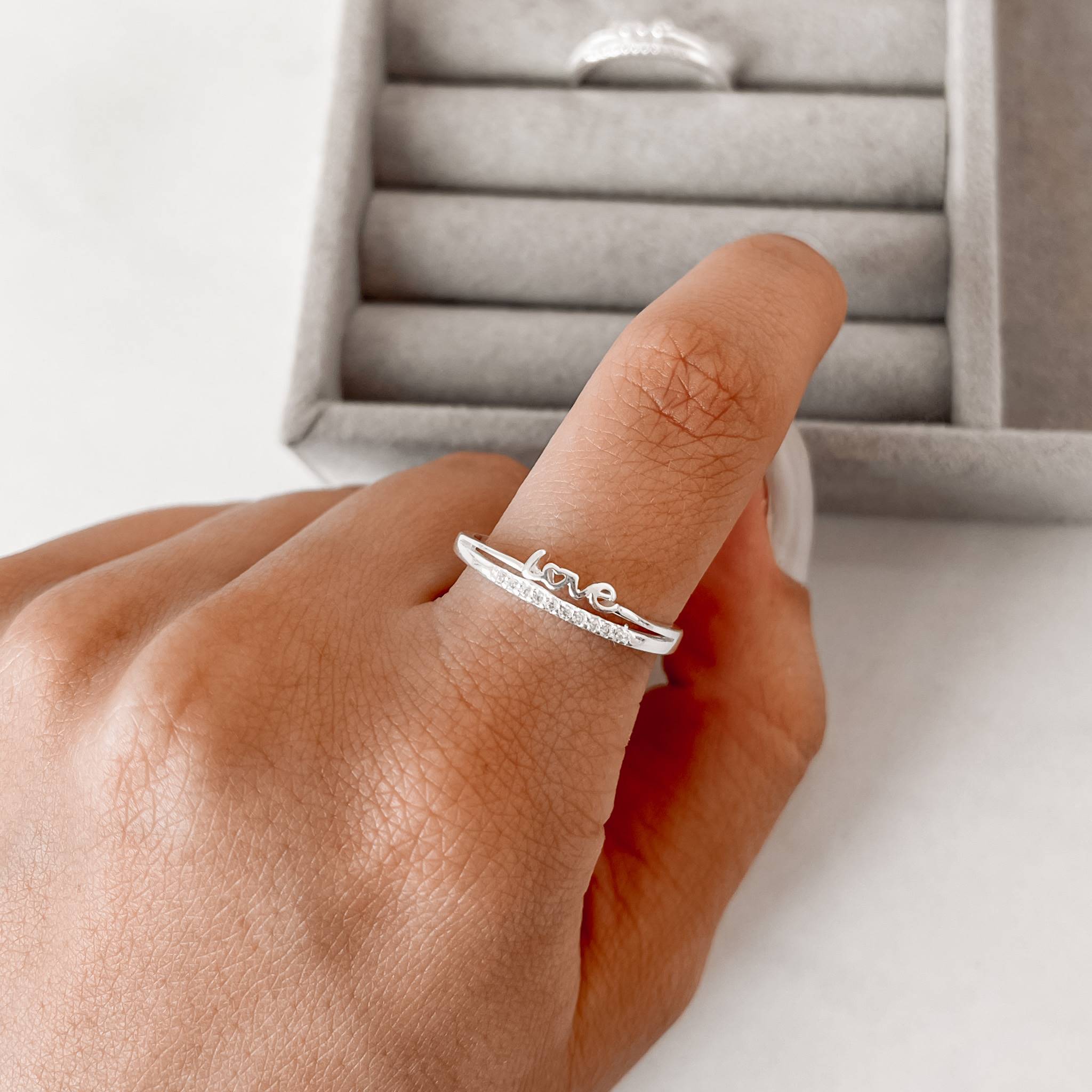 Imagem Anel duplo meia aliança e love