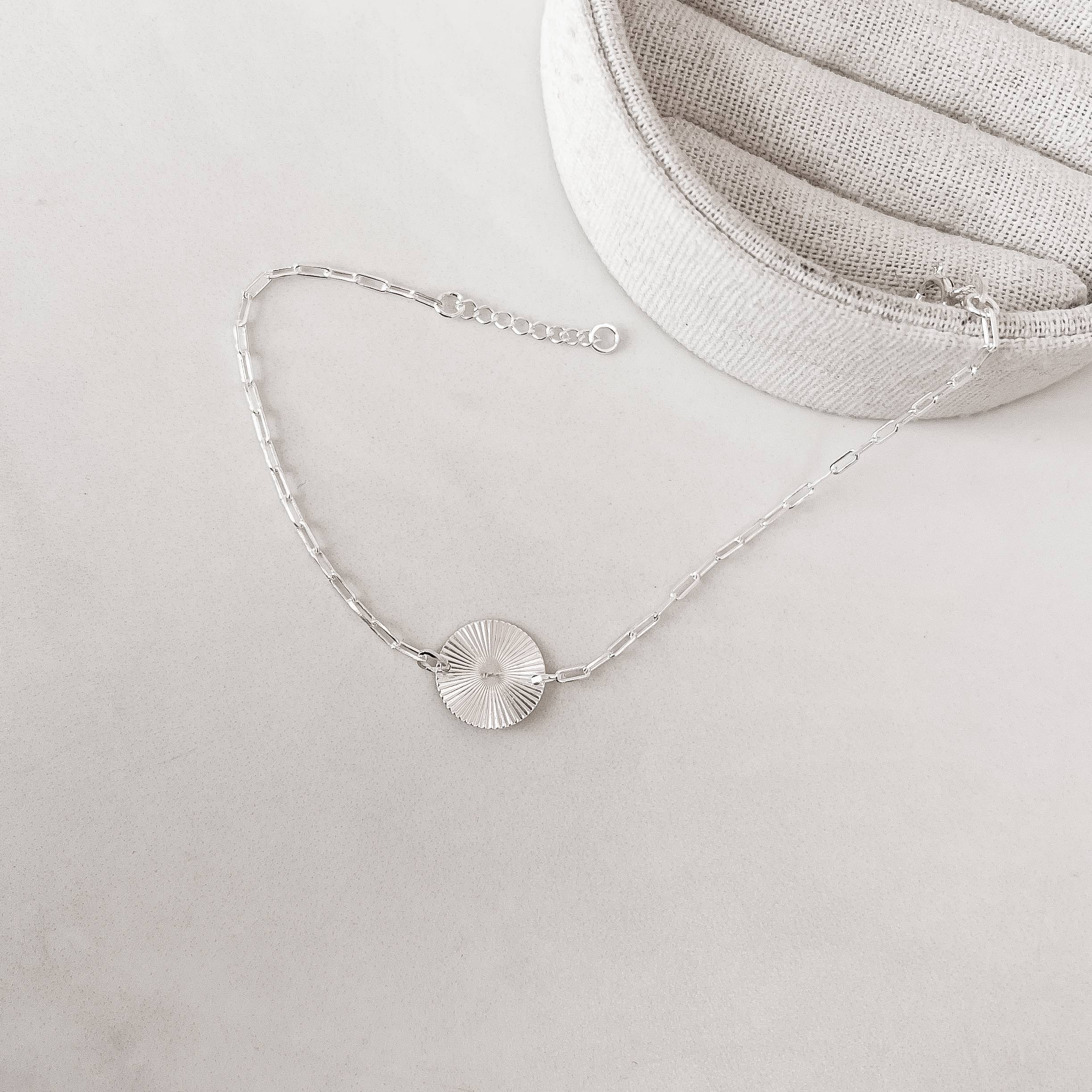 Pulseira entremeio medalha com vinco 13mm