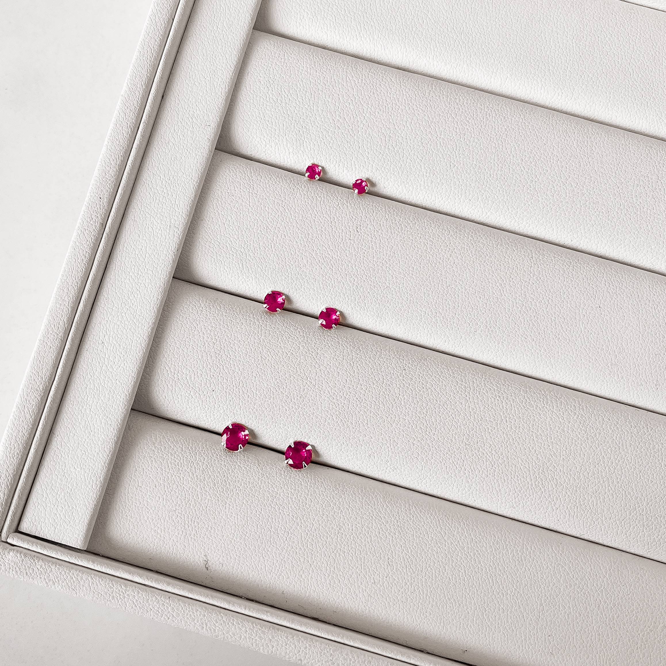 Trio zircônia redonda 3, 4 e 5mm cereja