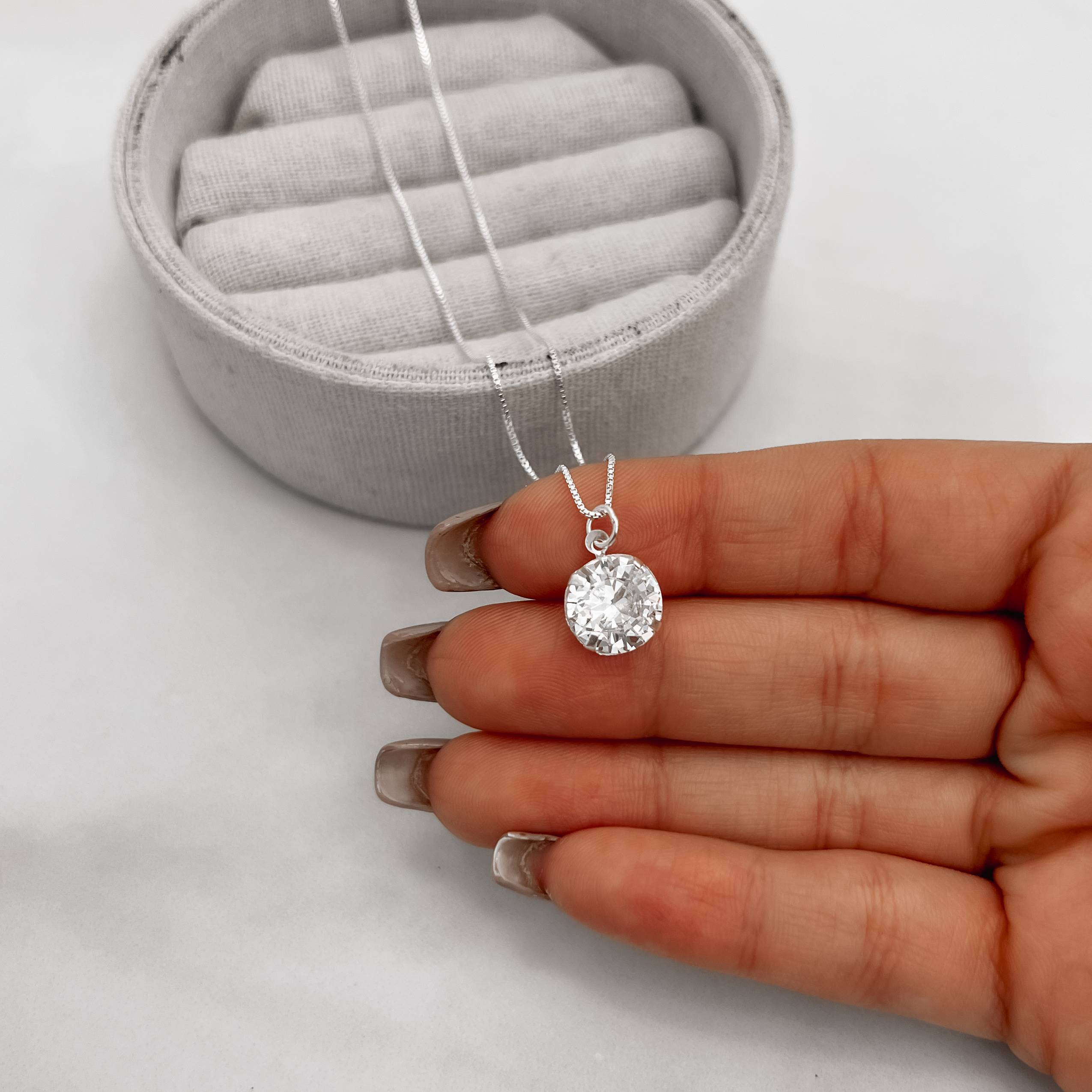 Imagem Secundária Colar pingente zircônia redonda 10mm 45cm