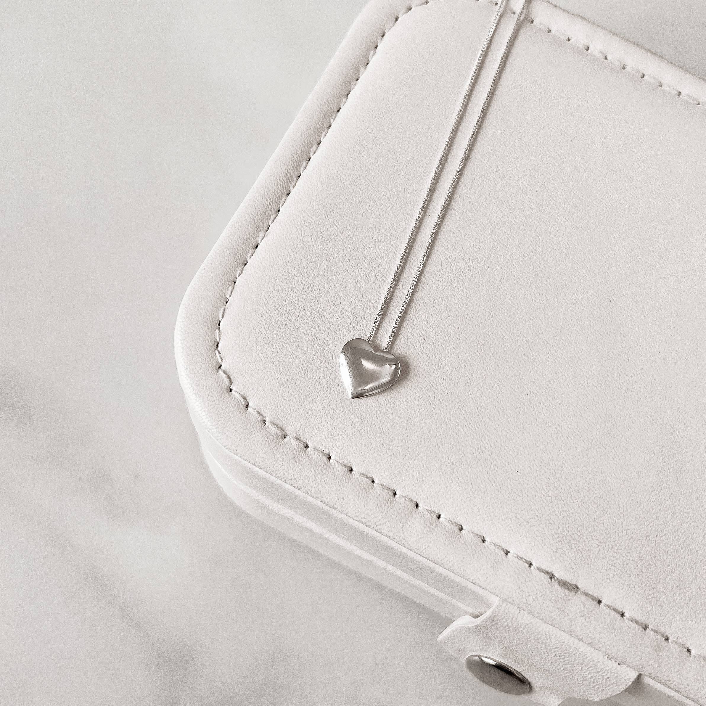 Colar coração liso 10mm 45cm