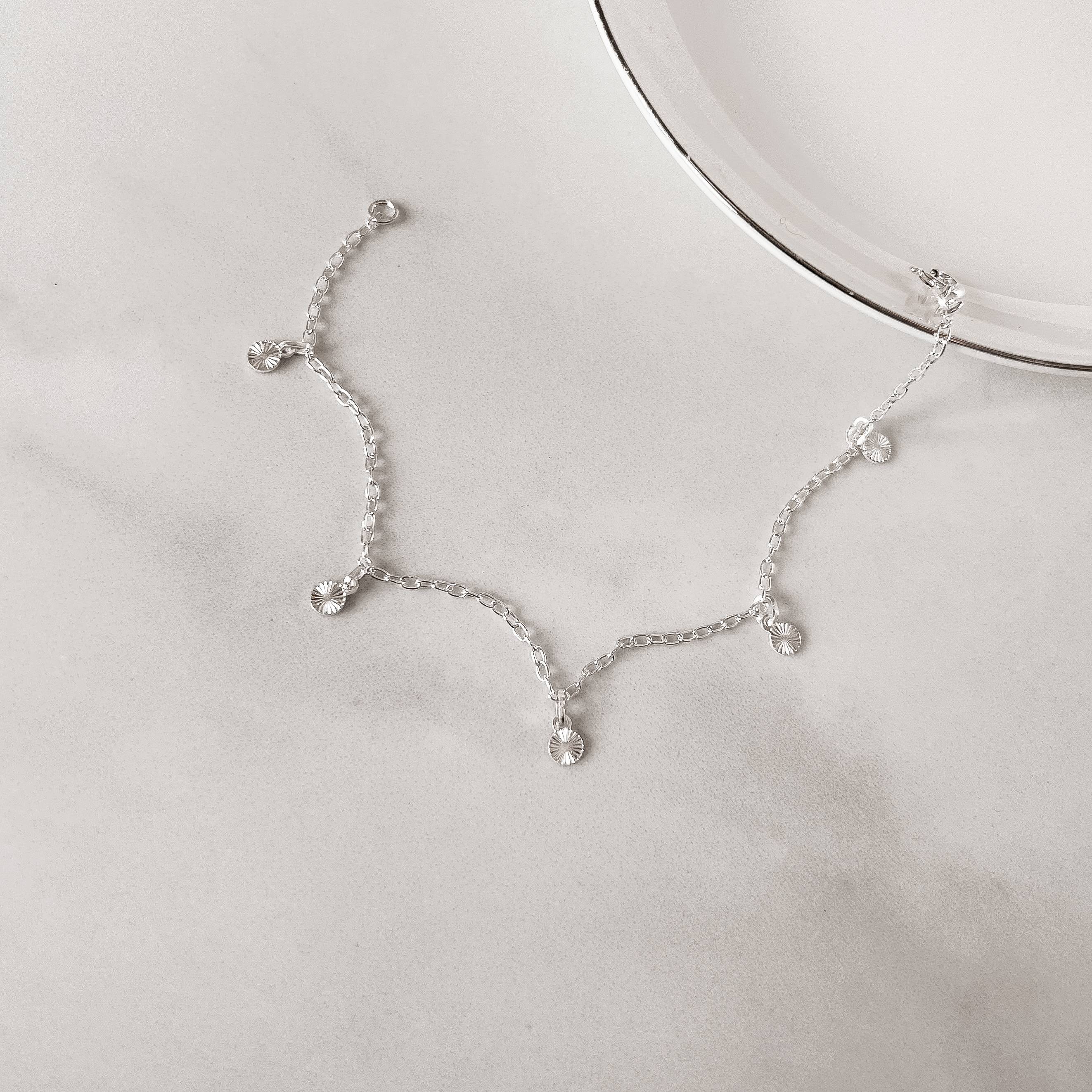 Pulseira pingentes medalhas com vinco 4mm