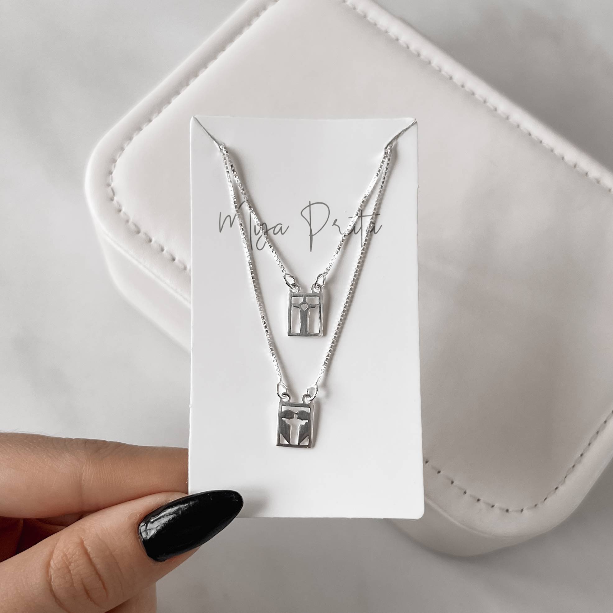 Escapulário medalhas Cristo v15 60cm