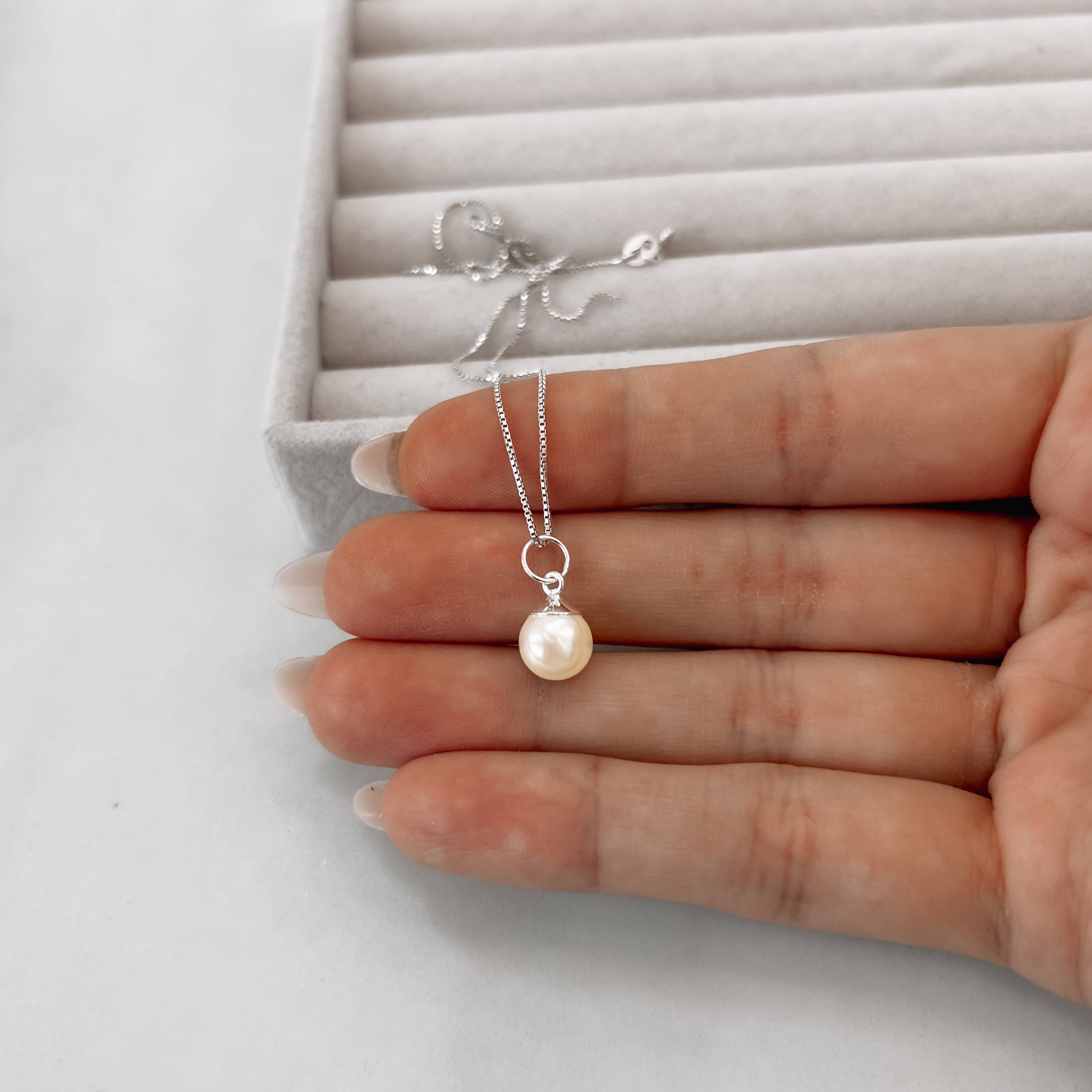 Imagem Secundária Colar pingente pérola sintética 8mm 40cm