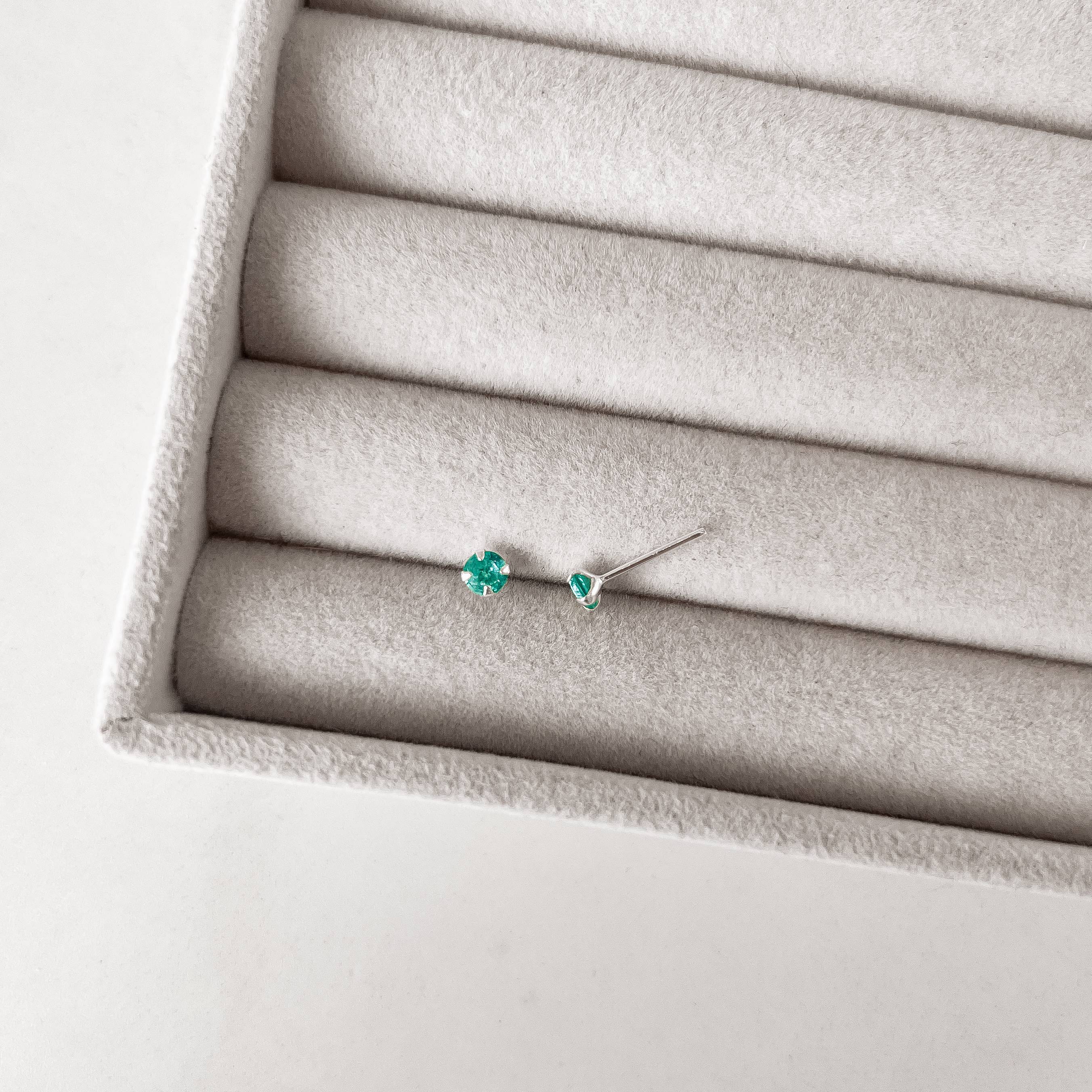 Imagem Brinco zircônia redonda acqua 4mm