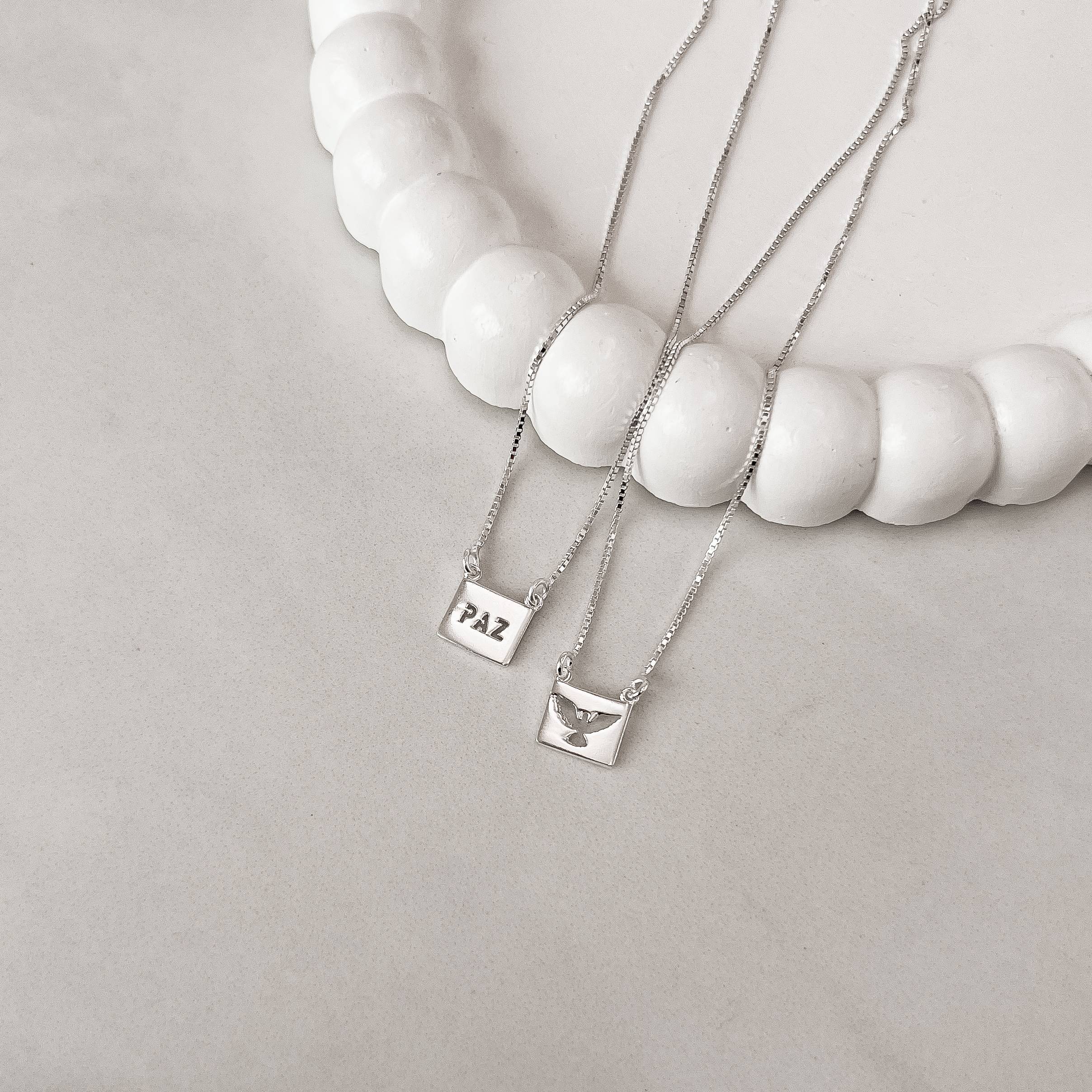 Escapulário placas Espírito Santo e paz v15 60cm