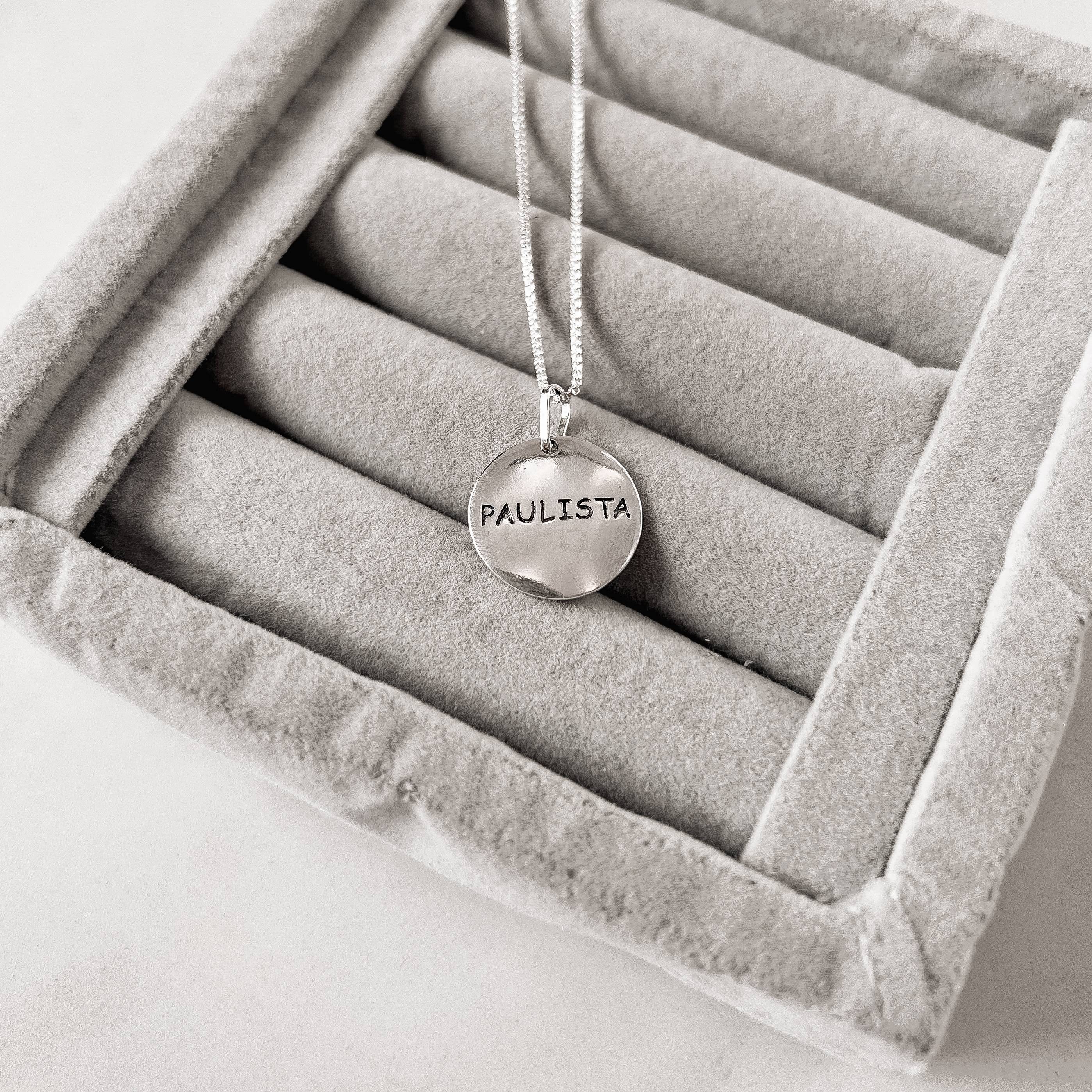 Colar pingente medalha paulista 40+5cm