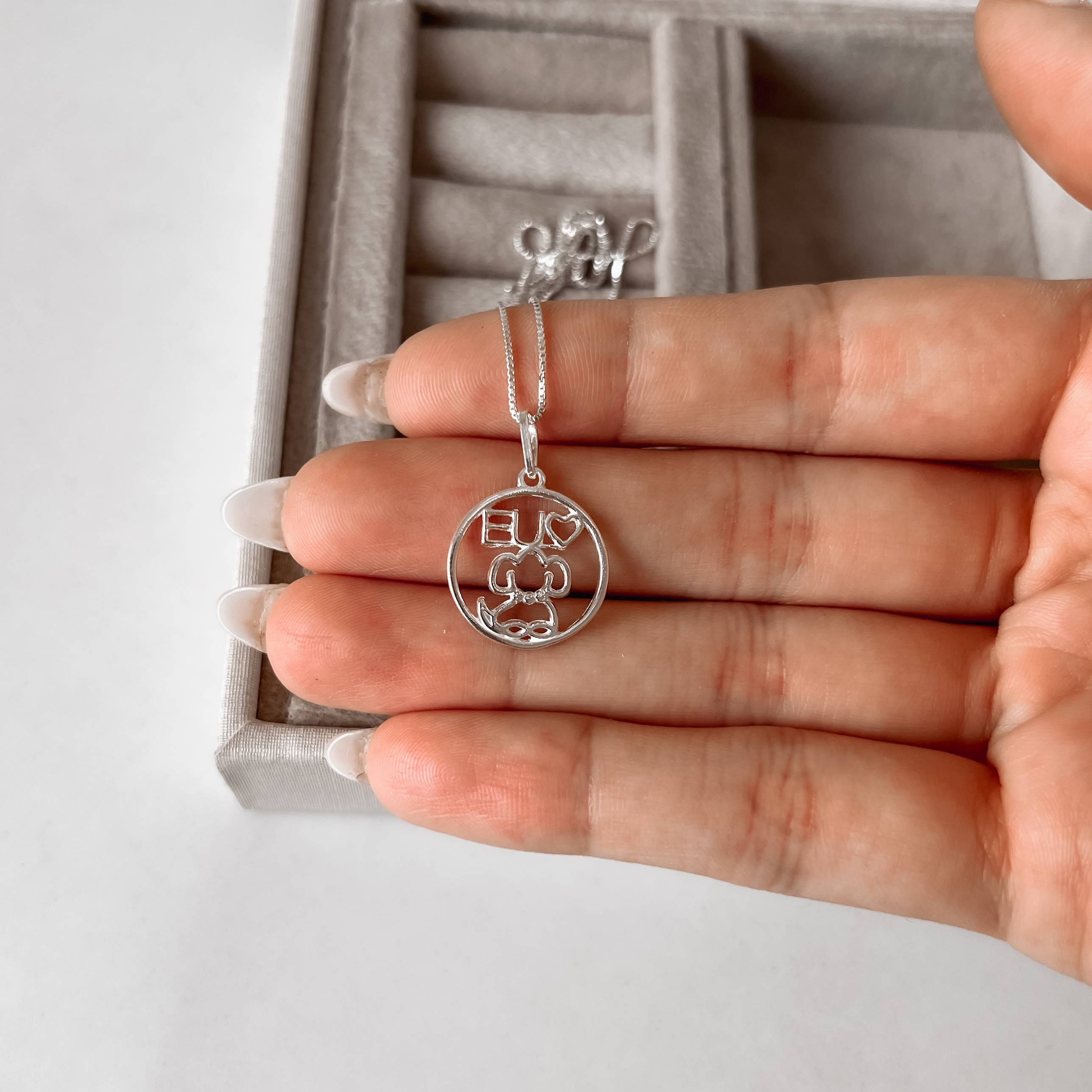 Imagem Colar pingente eu amo cachorro 17mm 45cm