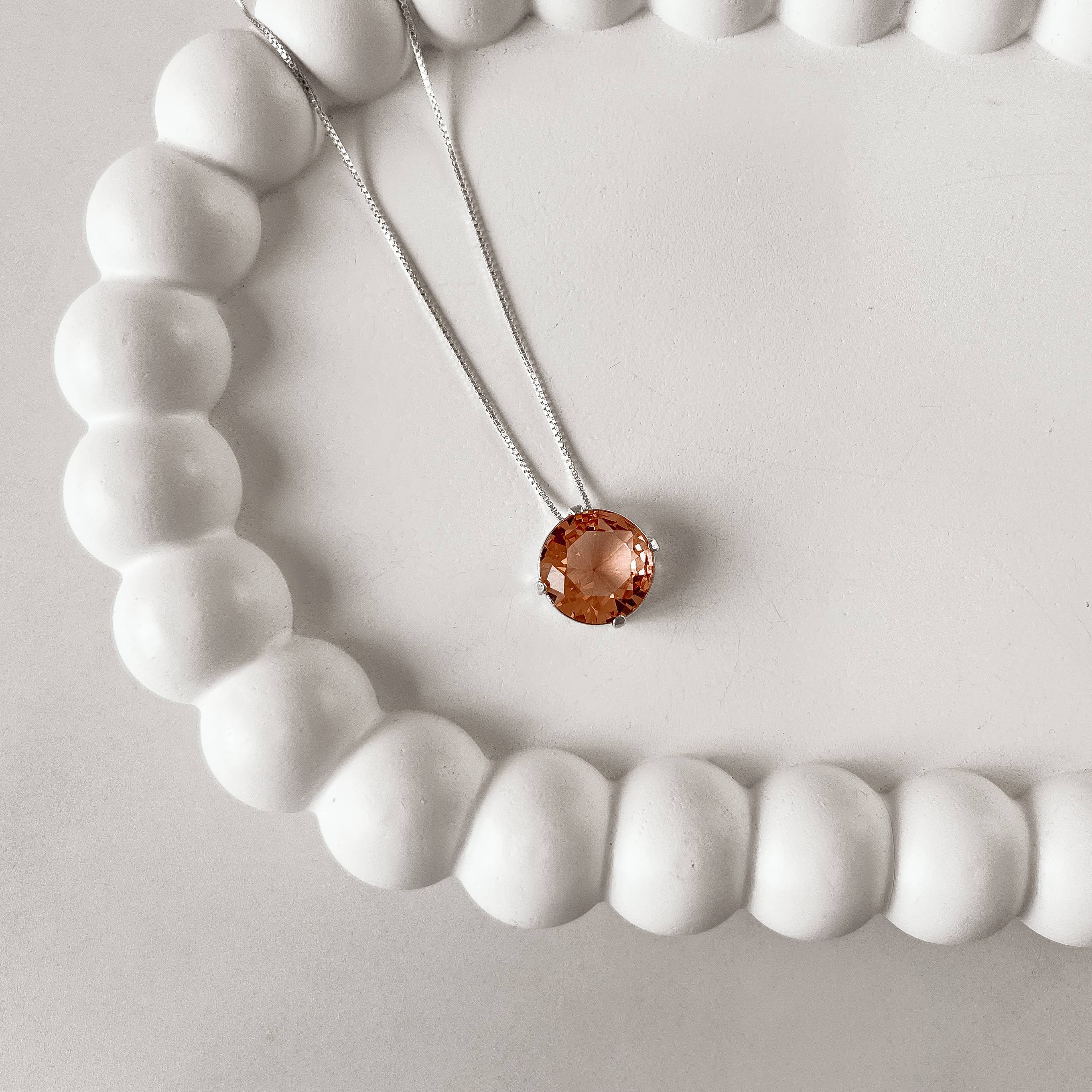 Imagem Colar zircônia rosê 12mm 45cm