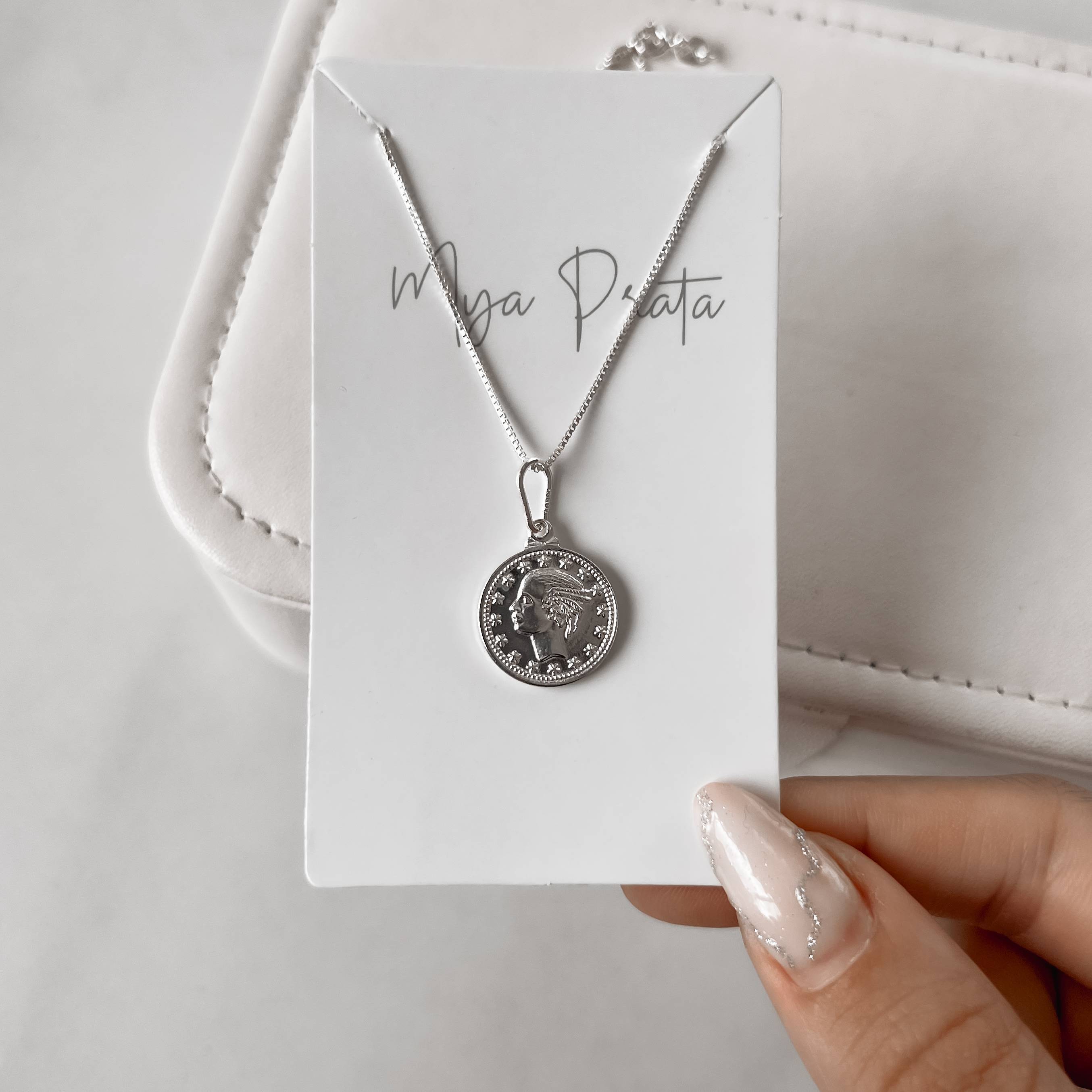 Imagem Secundária Colar pingente medalha moeda libra 15mm 45cm