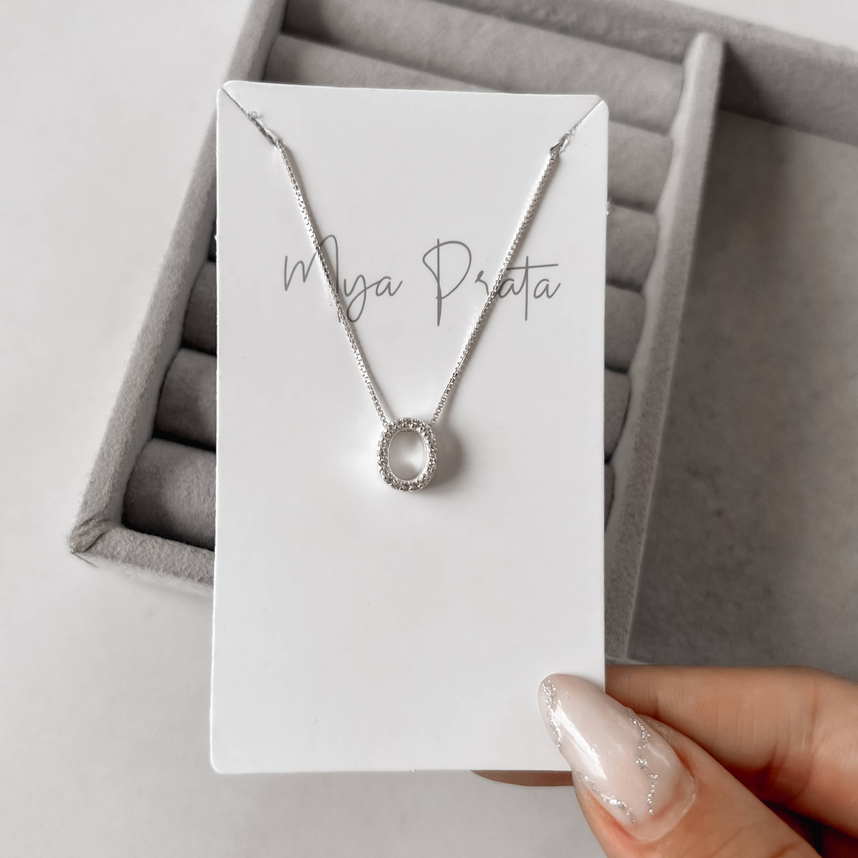 Imagem Secundária Colar letra O cravejada 9mm 45cm