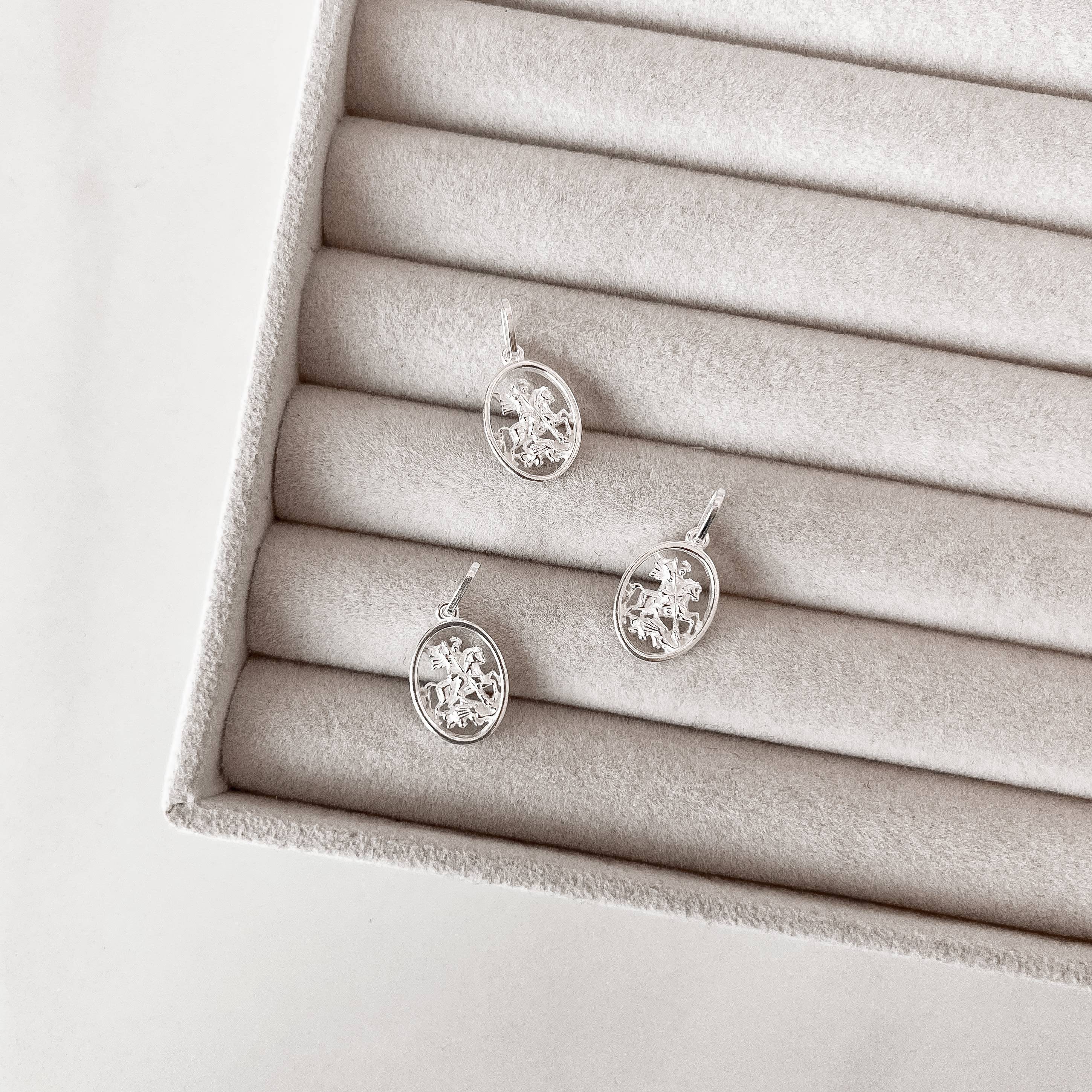 Pingente medalha oval São Jorge 15mm