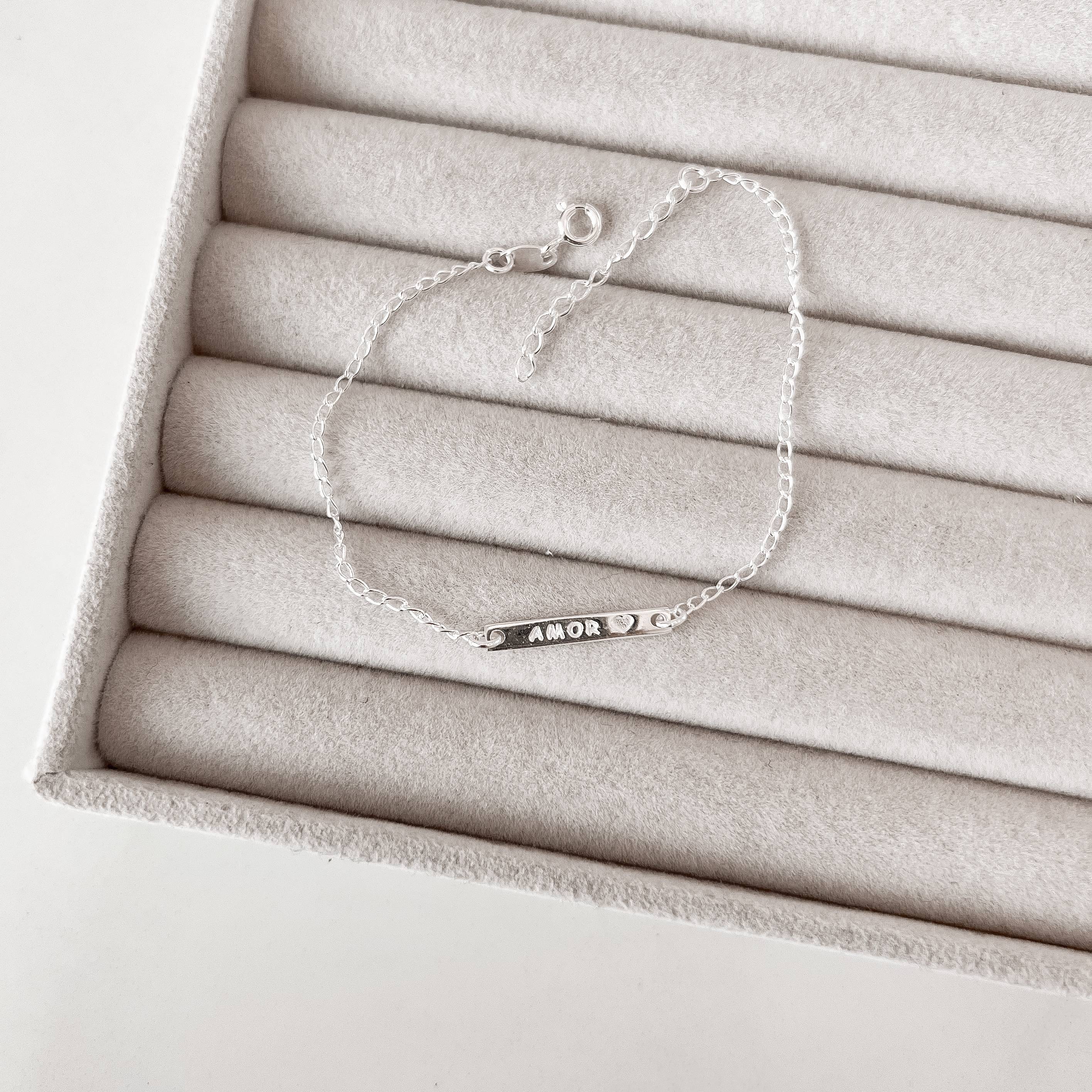 Pulseira entremeio placa amor 20mm