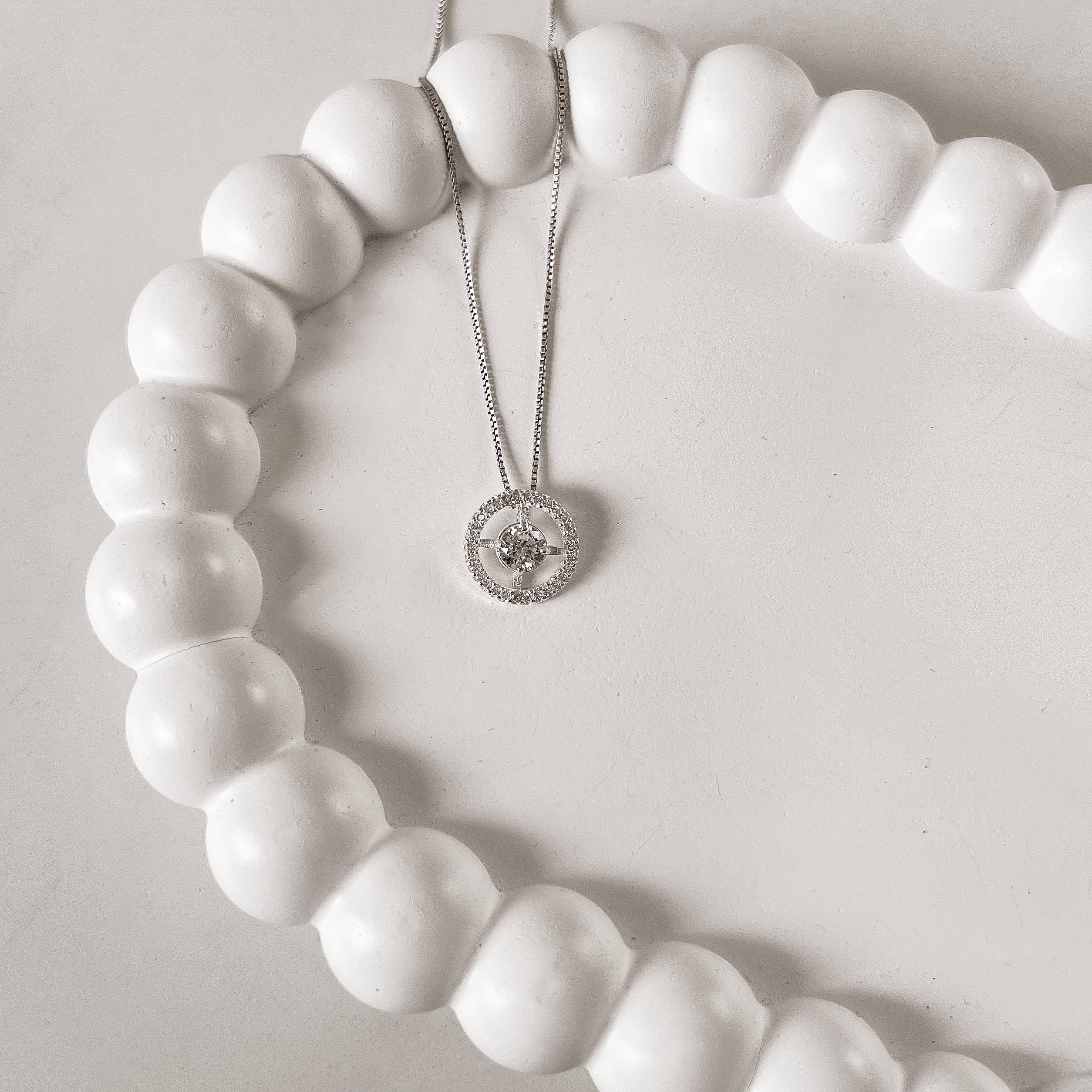 Imagem Secundária Colar zircônia redonda com cravejado 13mm 45cm