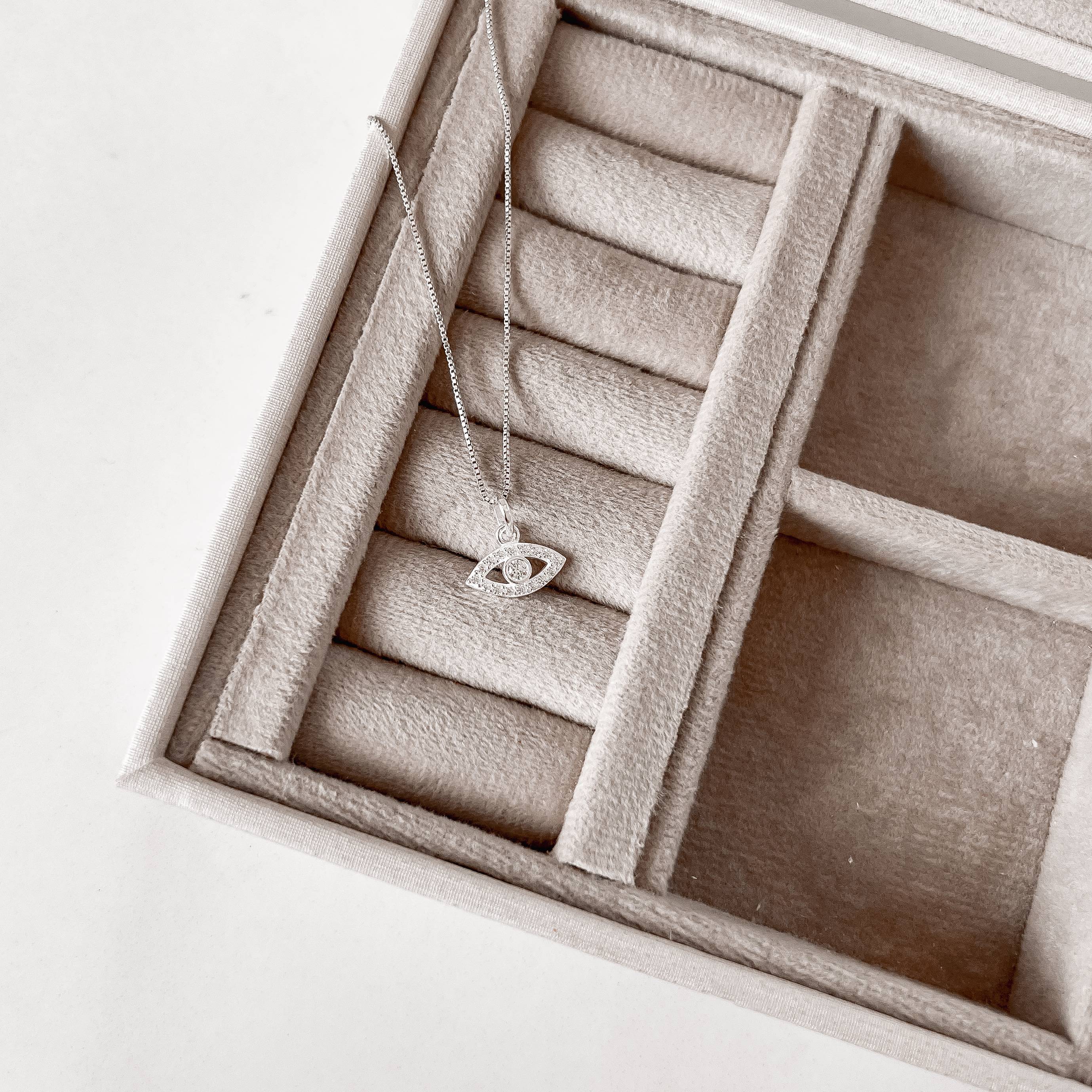 Colar pingente olho cravejado 12mm 45cm