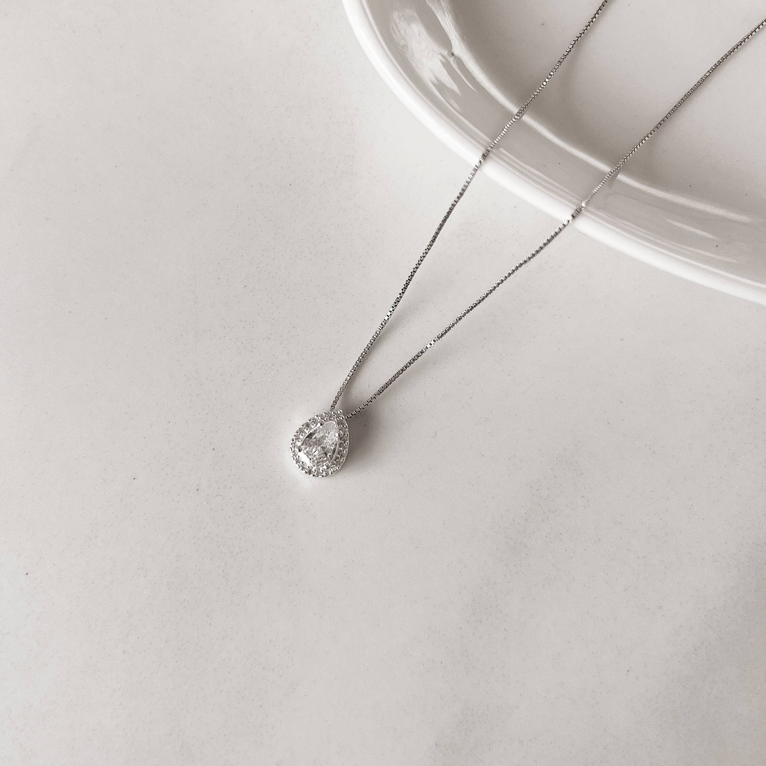 Imagem Colar zircônia gota com cravejado 11mm 45cm