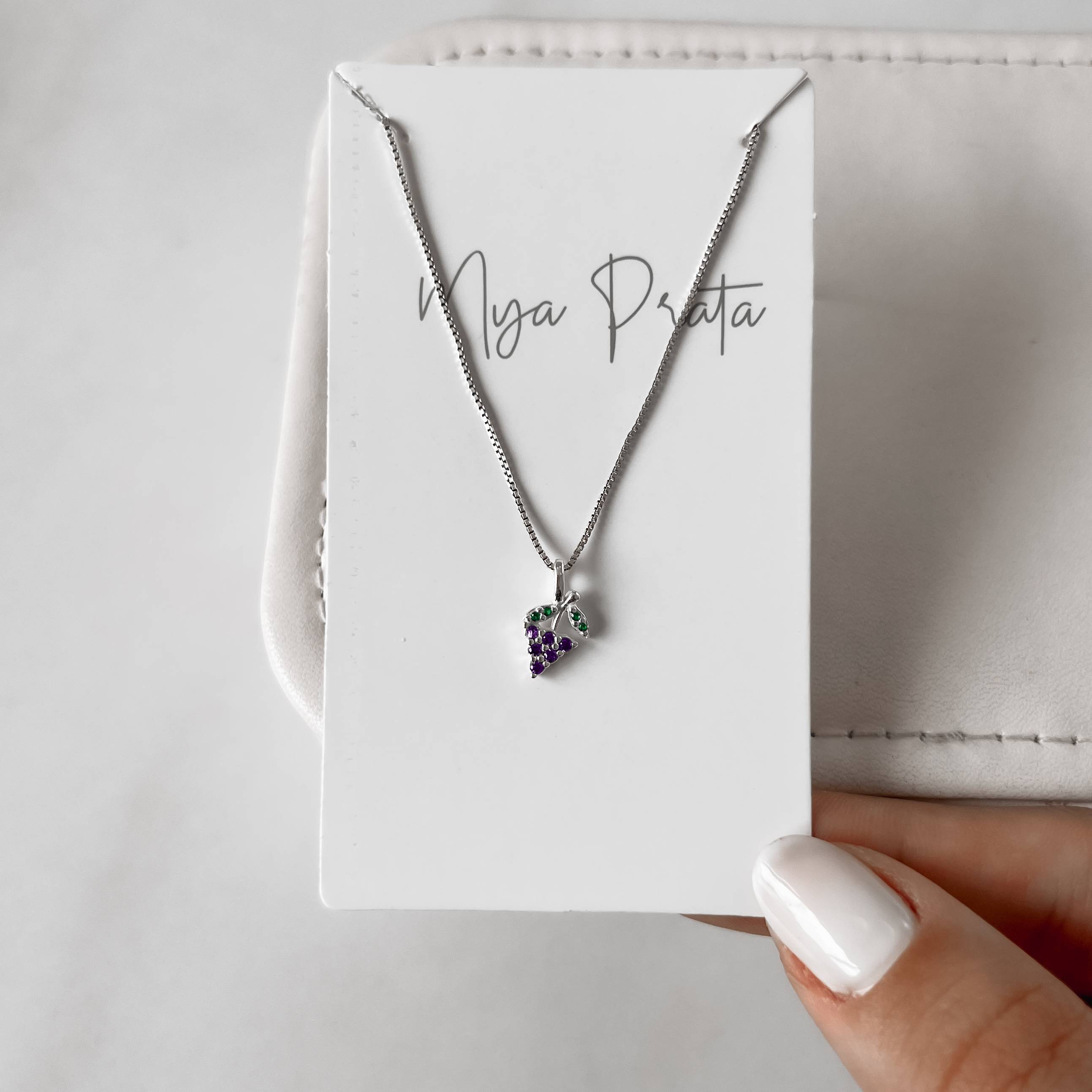 Imagem Colar pingente uva com zircônias coloridas 10mm 40cm