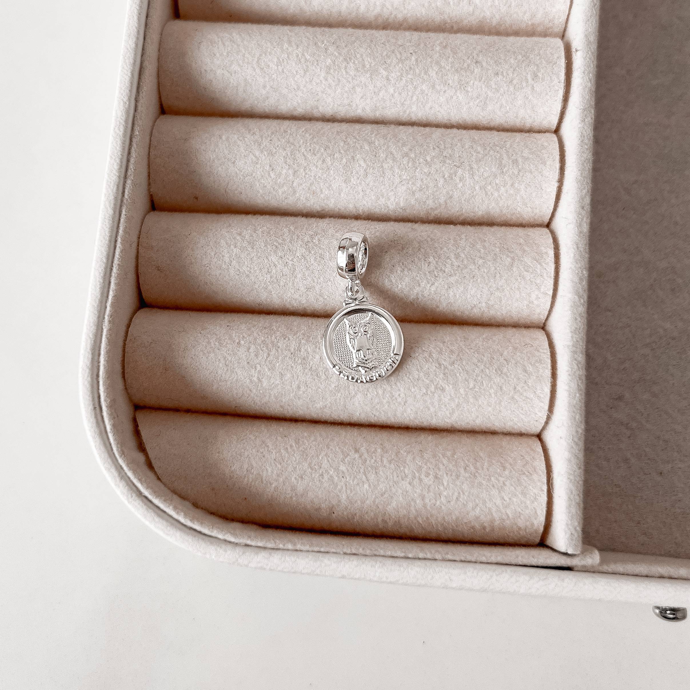 Berloque pingente medalha Pedagogia 14mm