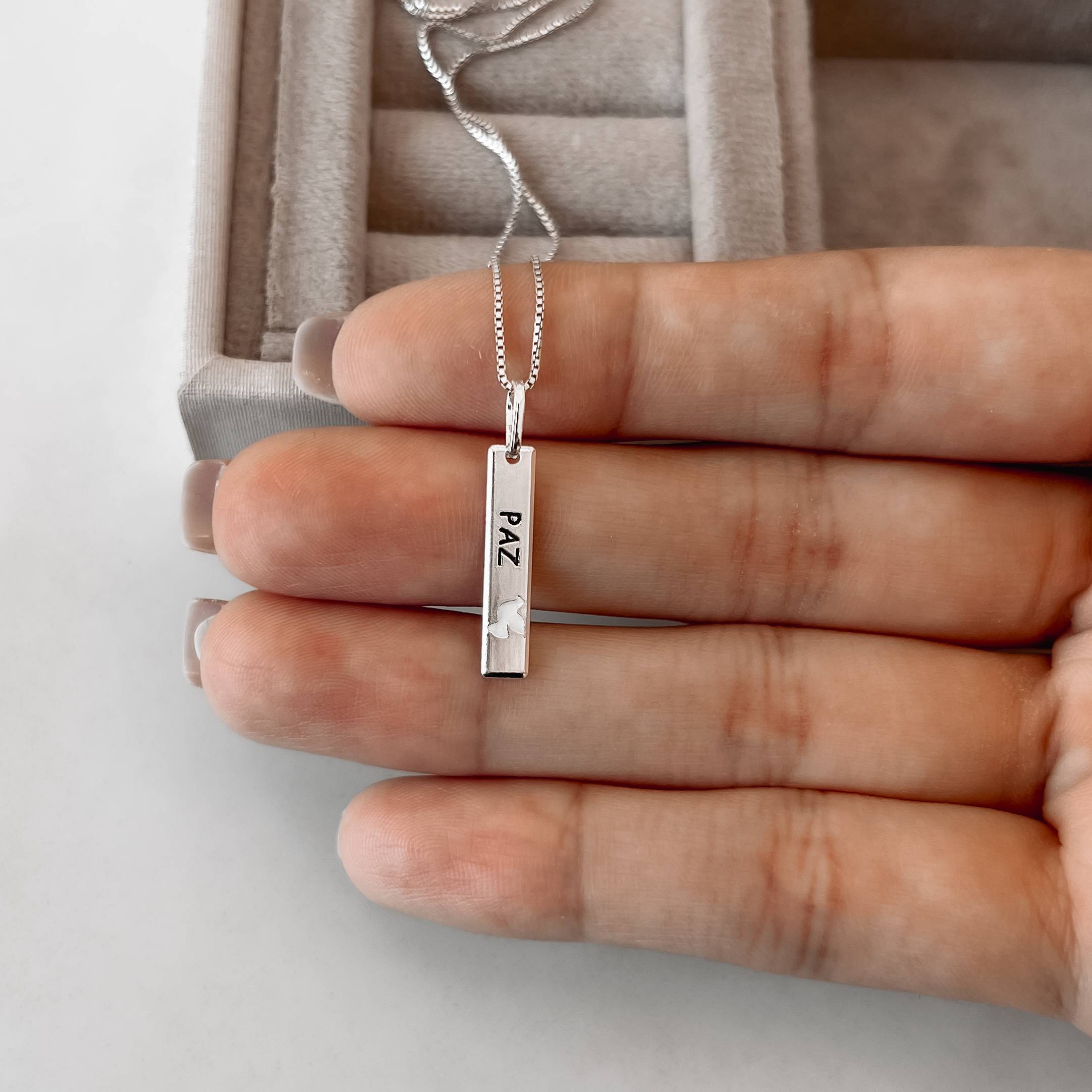 Imagem Secundária Colar pingente placa paz 20mm 45cm