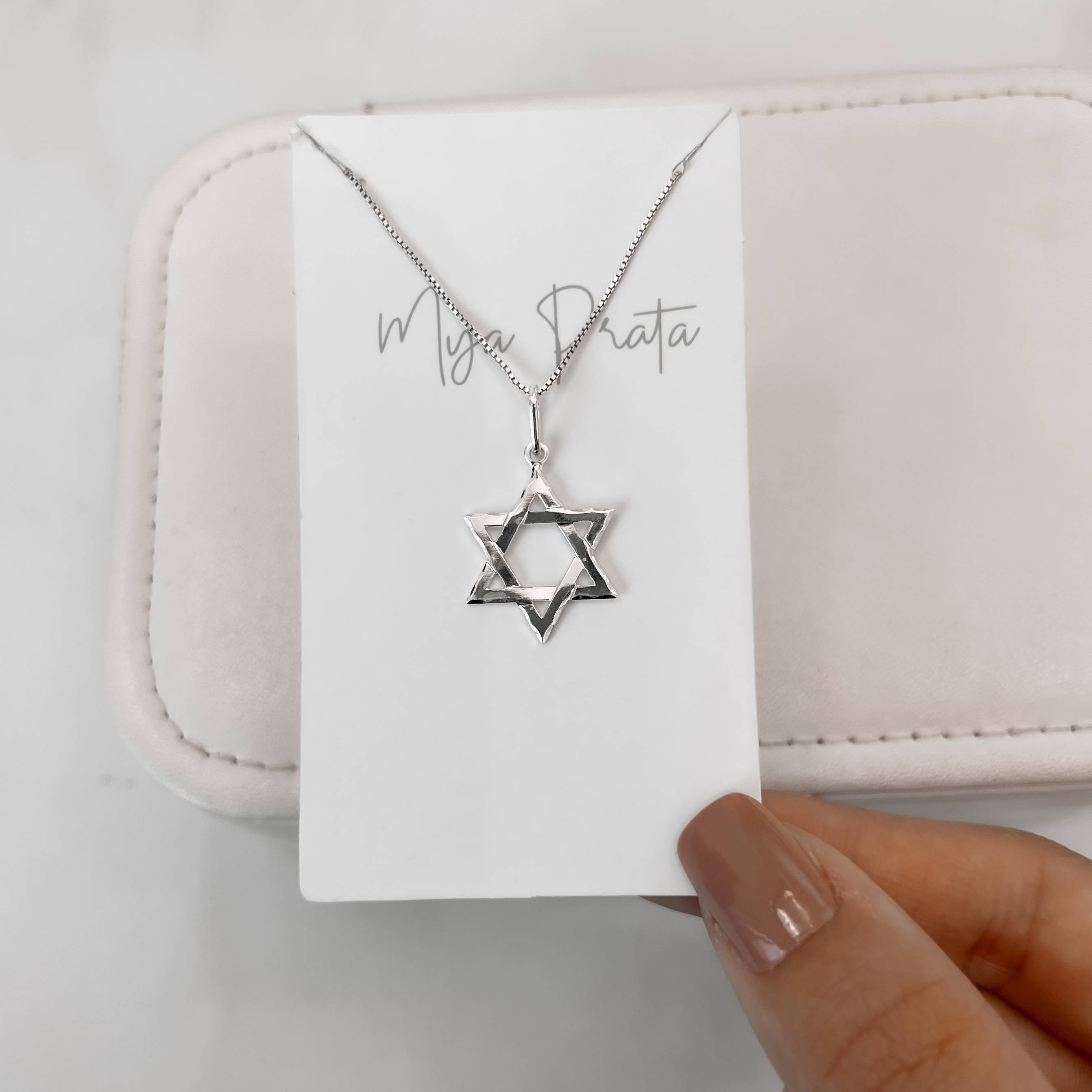 Colar pingente estrela de Davi 22mm 45cm