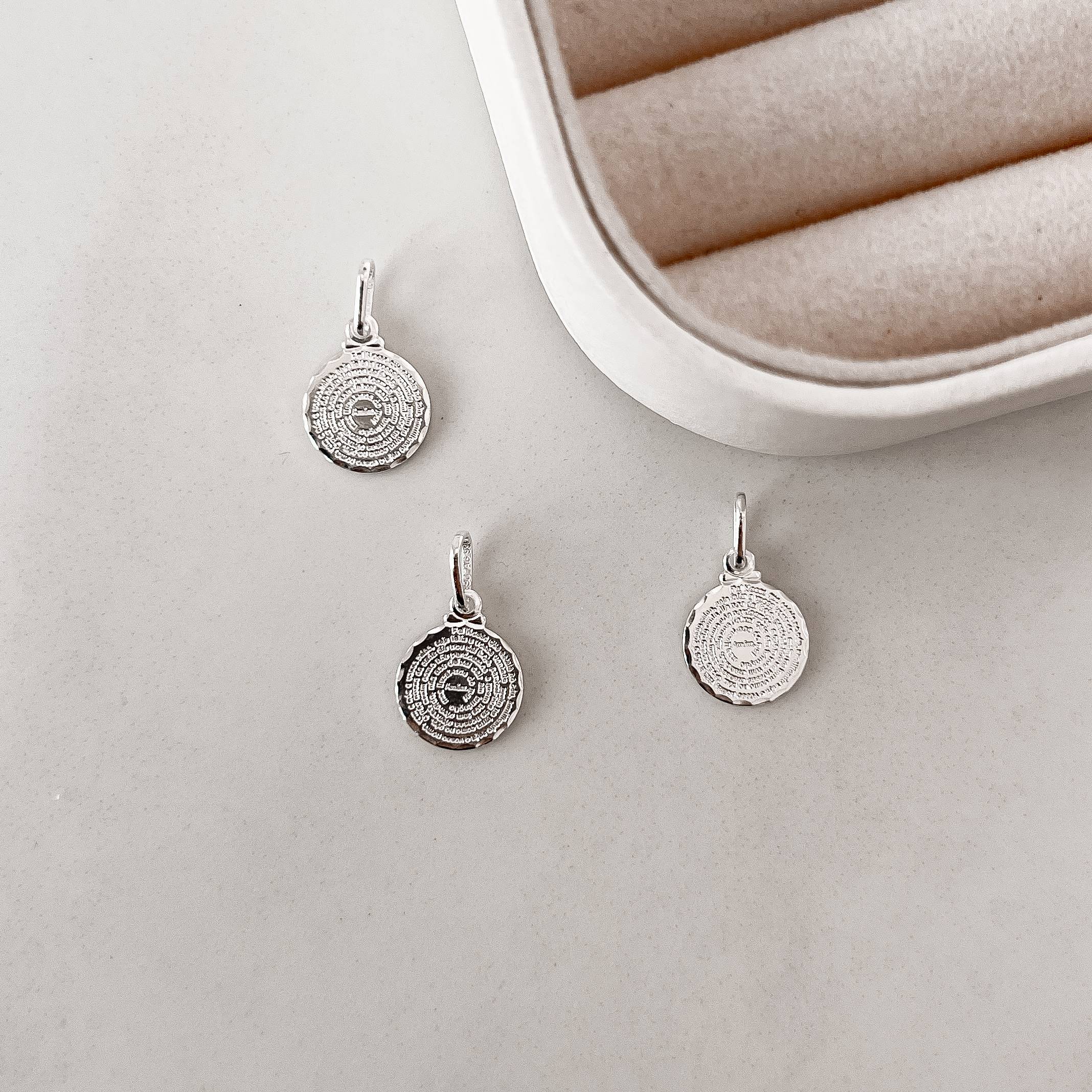 Pingente medalha redonda Pai Nosso 12mm