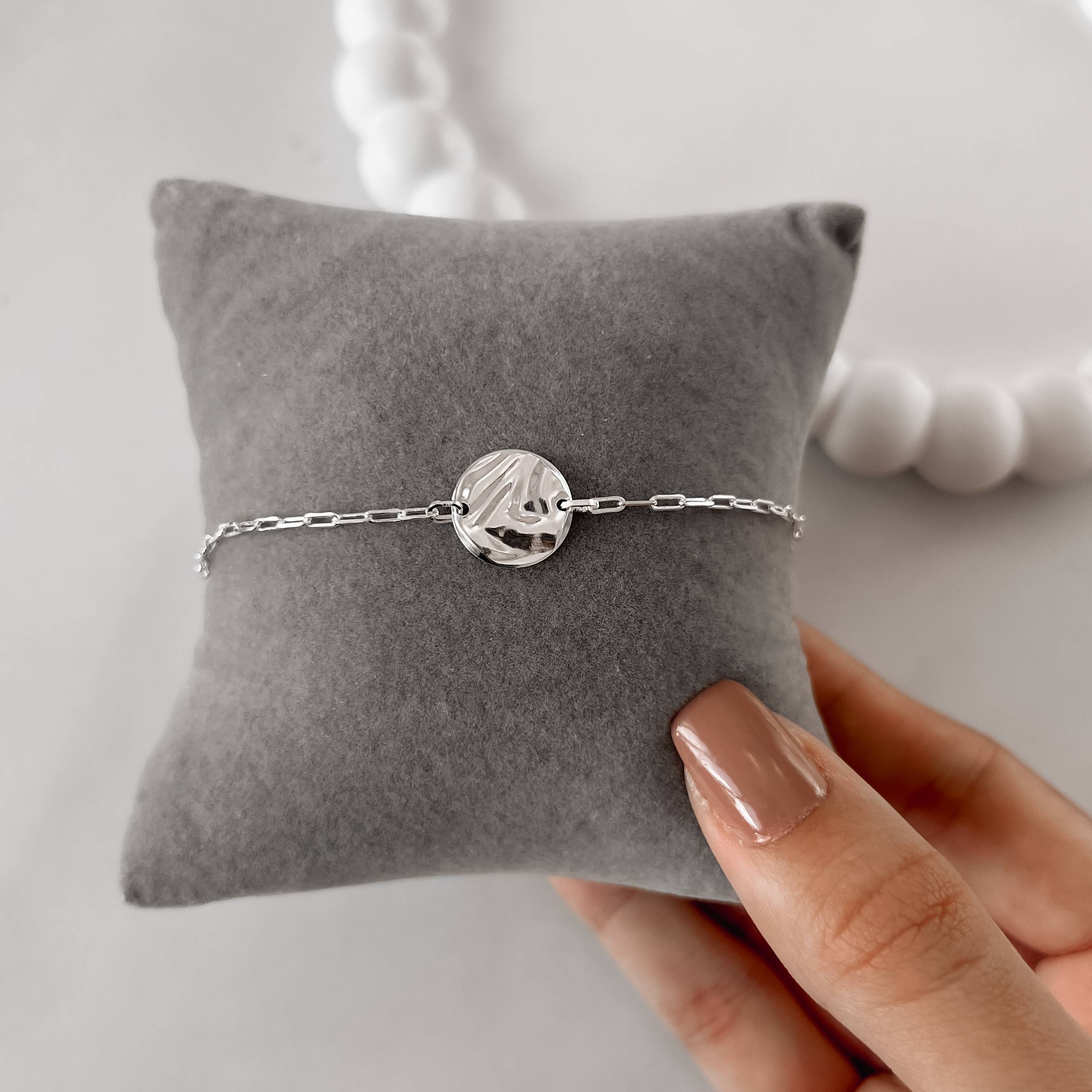 Pulseira entremeio medalha texturizada13mm