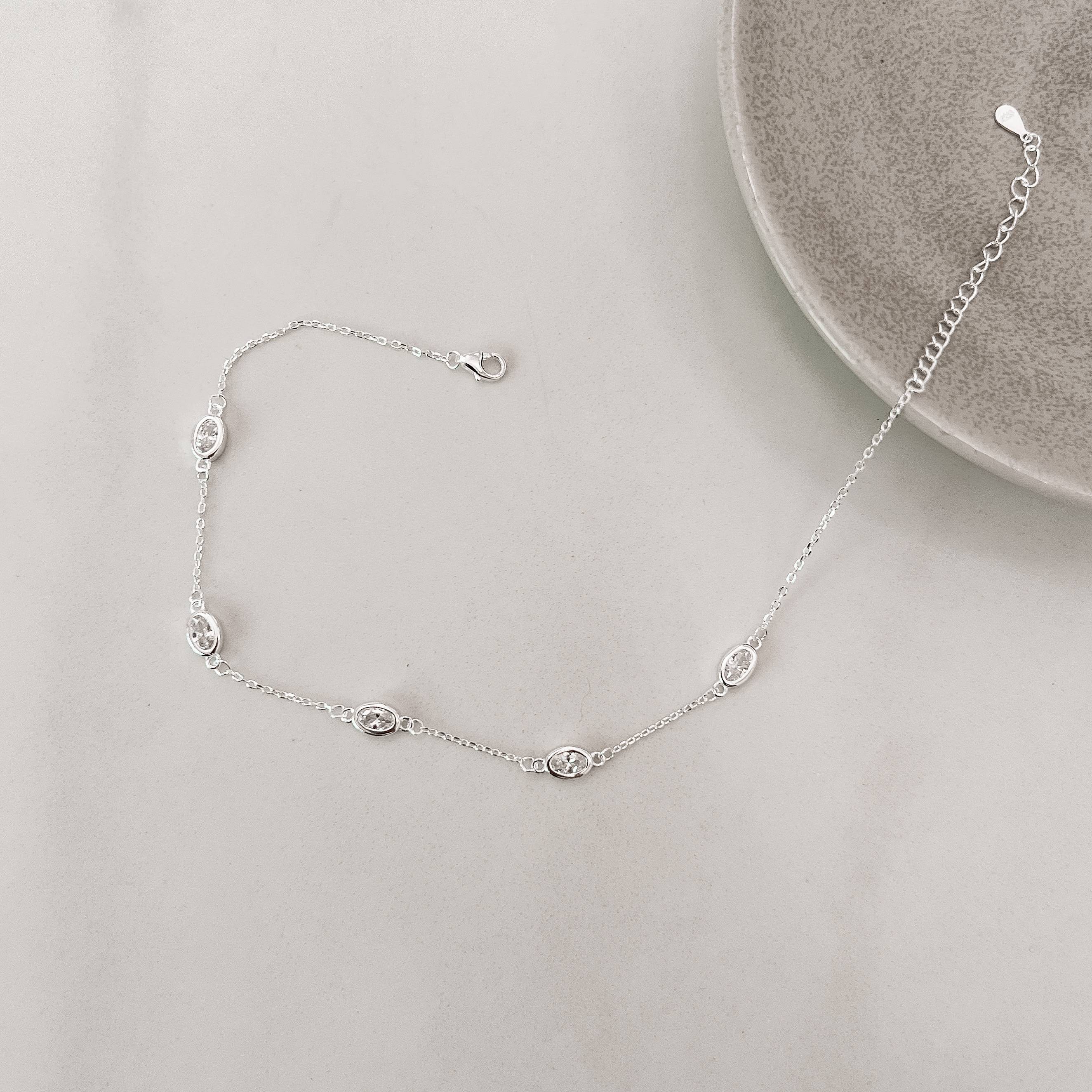 Tornozeleira entremeio zircônias ovais 6mm