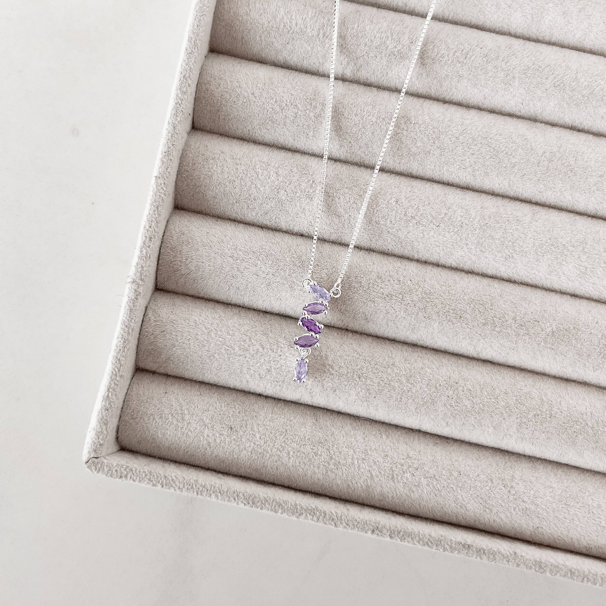 Imagem Colar entremeio zircônias navete lilás 21mm v15 40+5cm