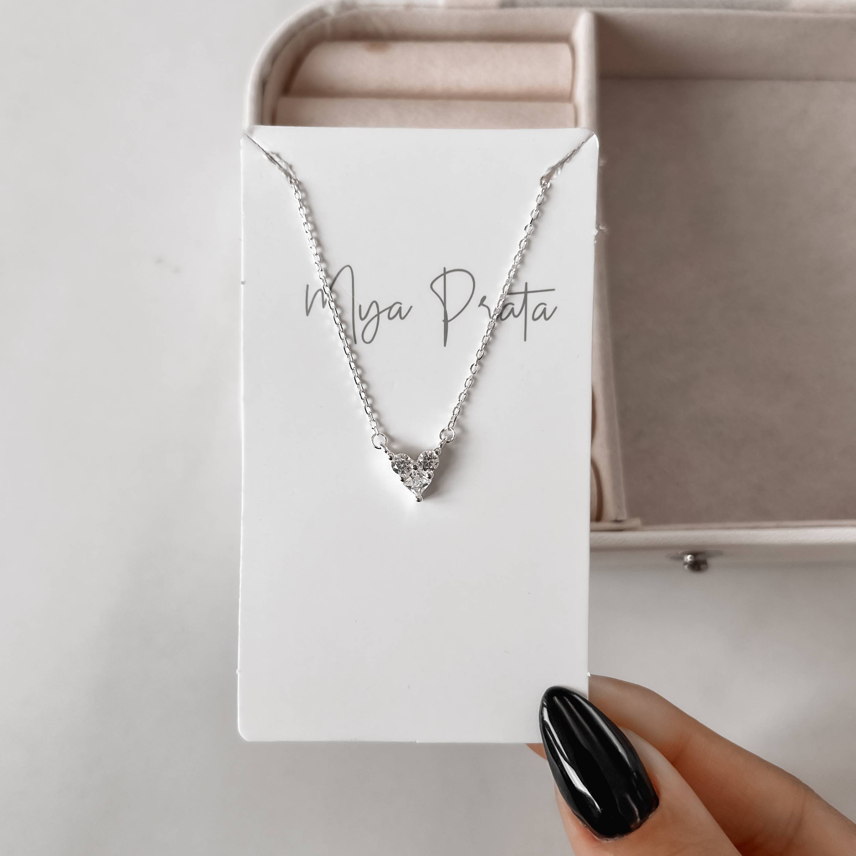 Imagem Secundária Colar entremeio zircônias redonda e losango 7mm 40+5cm