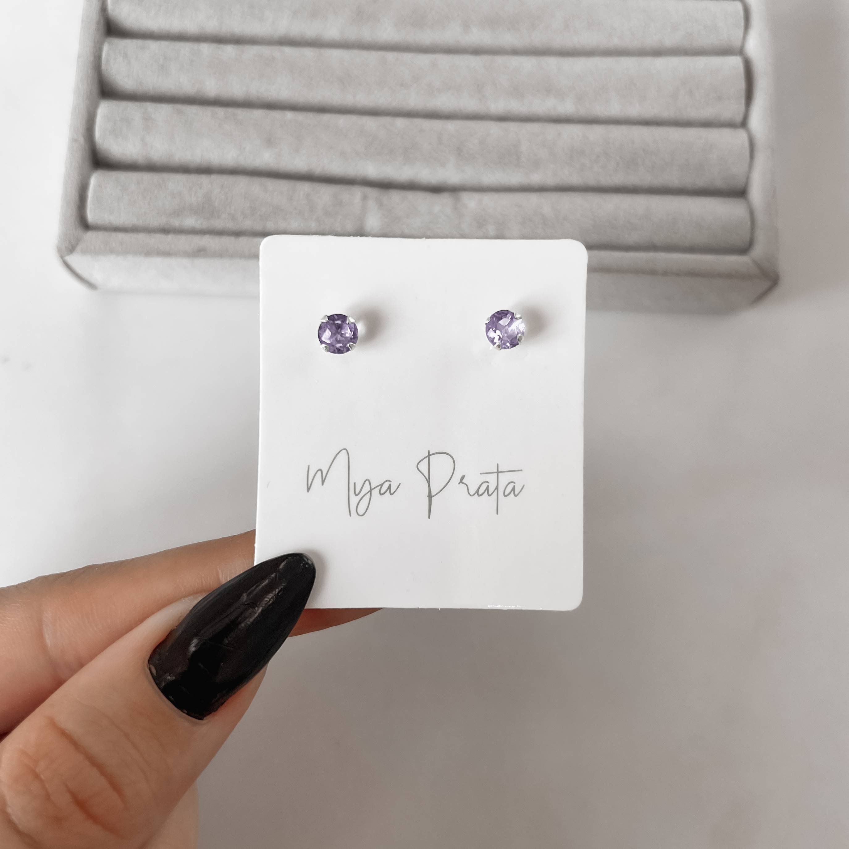 Imagem Secundária Brinco zircônia redonda lilás 5mm