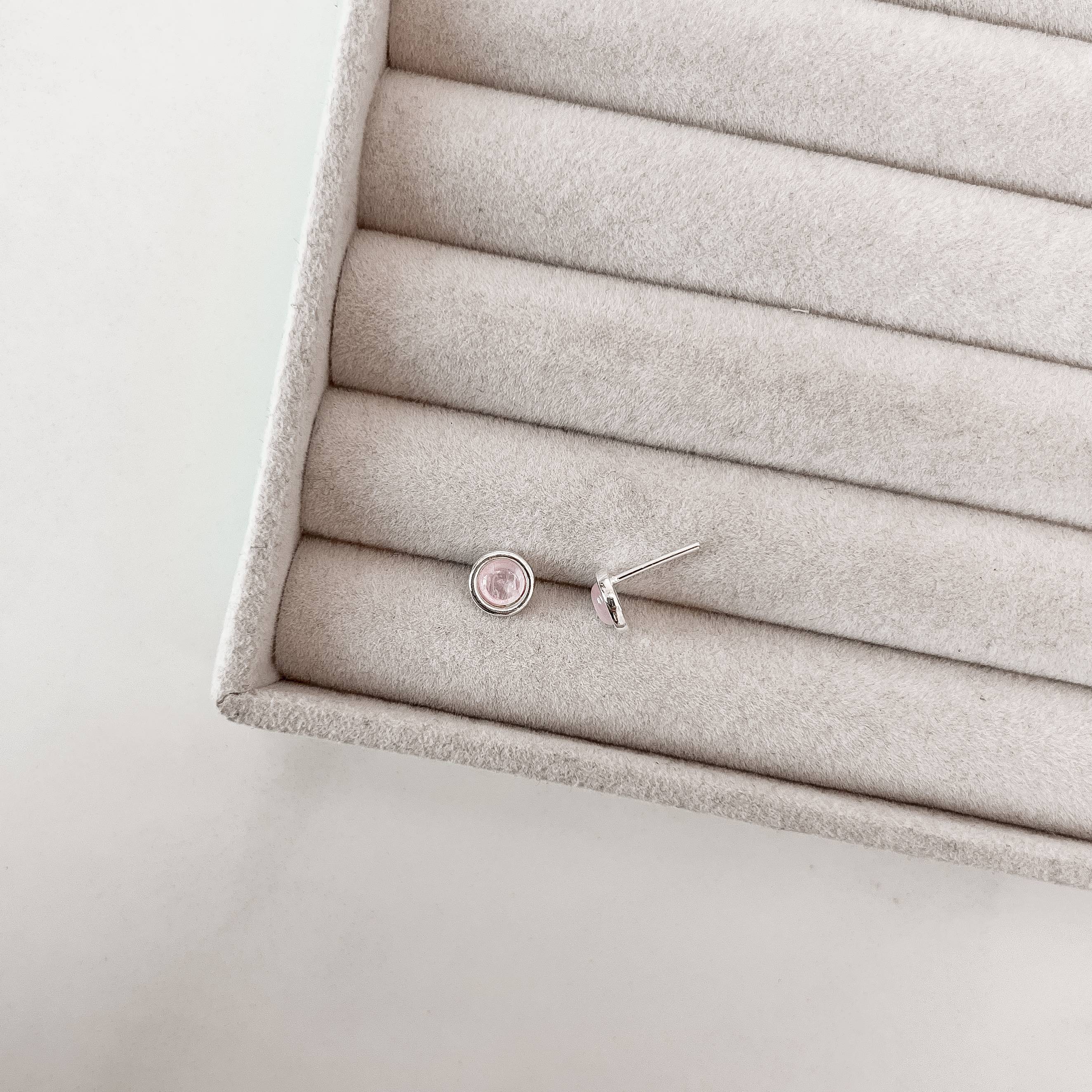 Imagem Brinco quartzo rosa 7mm