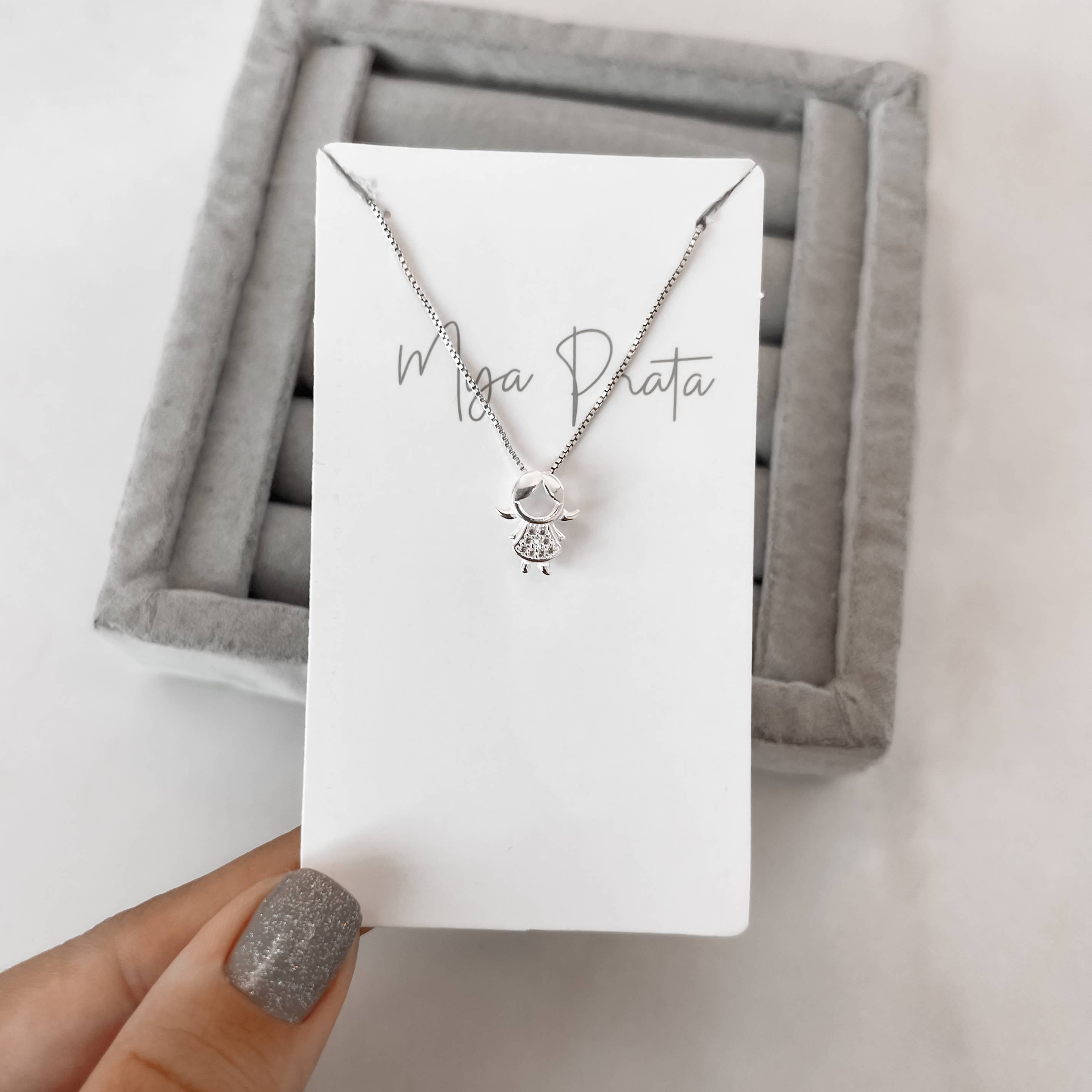 Imagem Secundária Colar menina detalhe cravejado 12mm 45cm