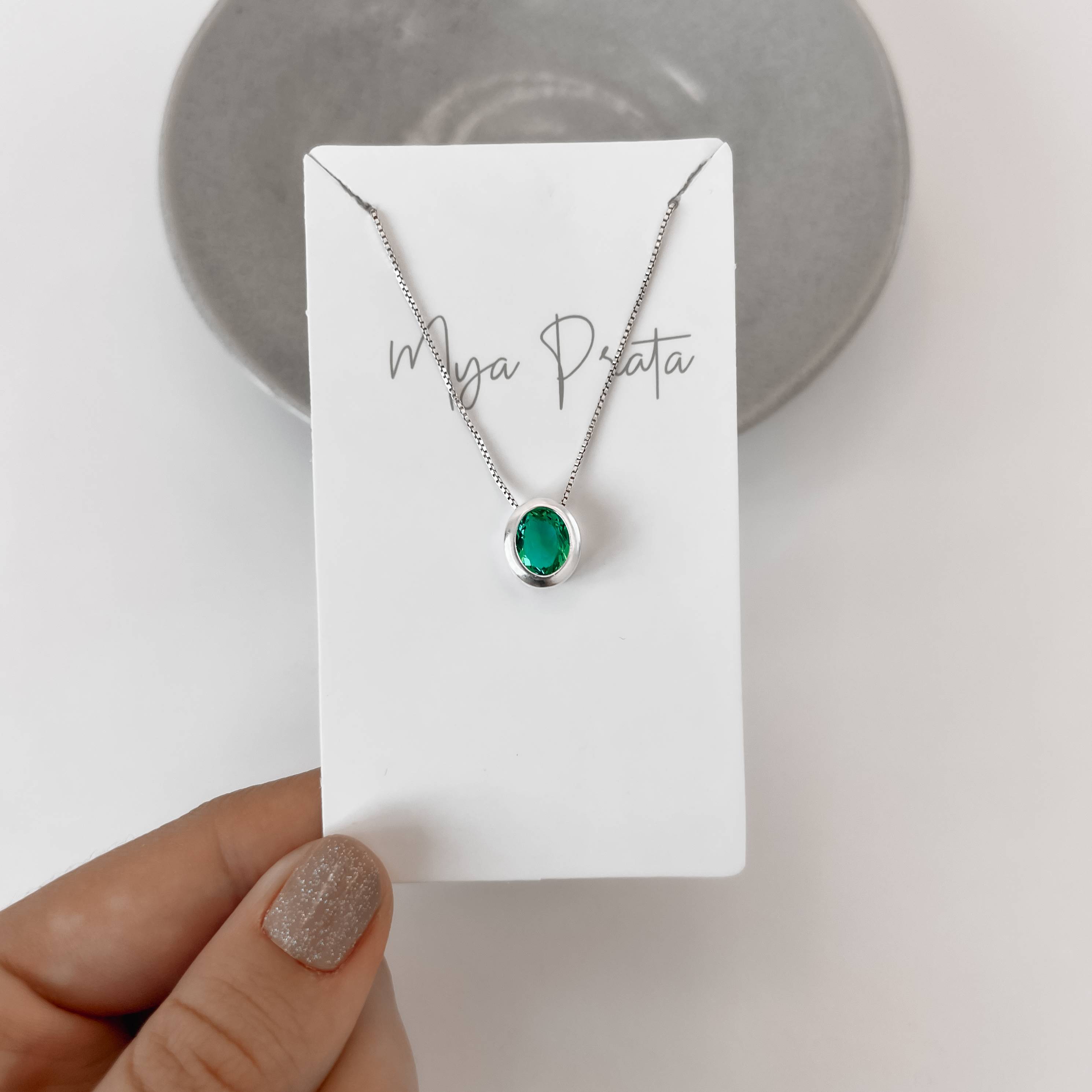 Imagem Secundária Colar zircônia oval acqua 11mm 45cm