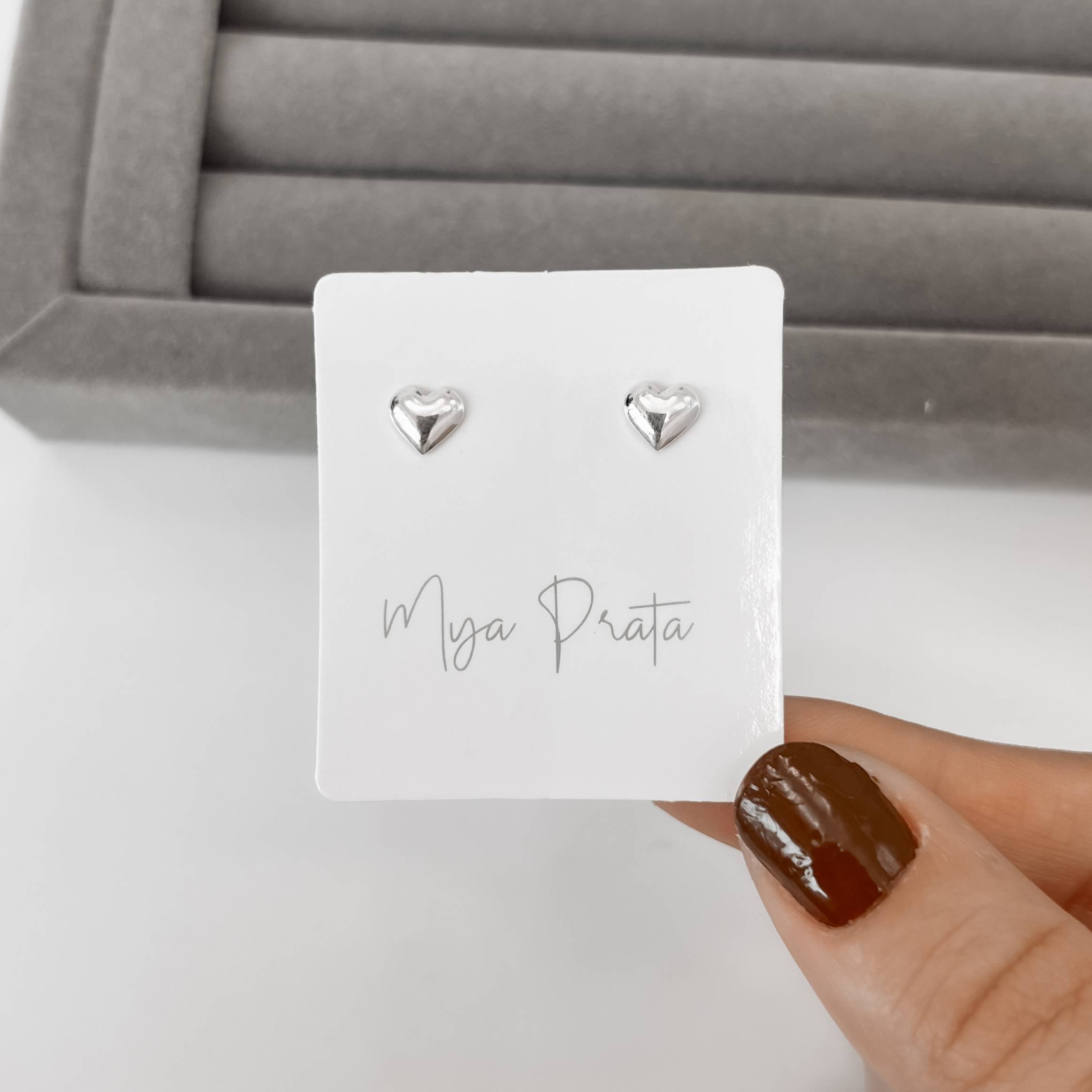 Imagem Secundária Brinco coração cheio 7mm