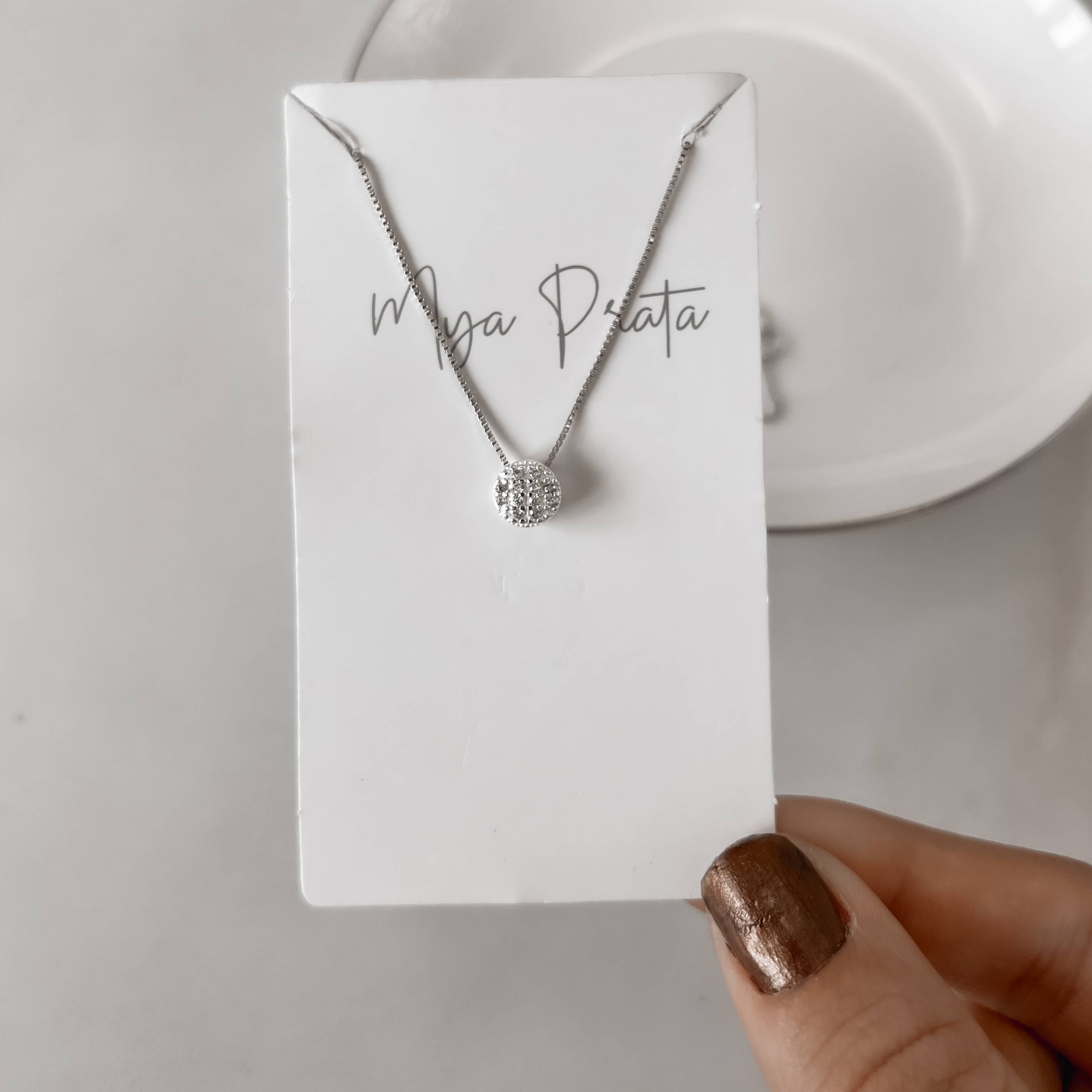 Imagem Colar círculo com zircônias 7mm 40cm