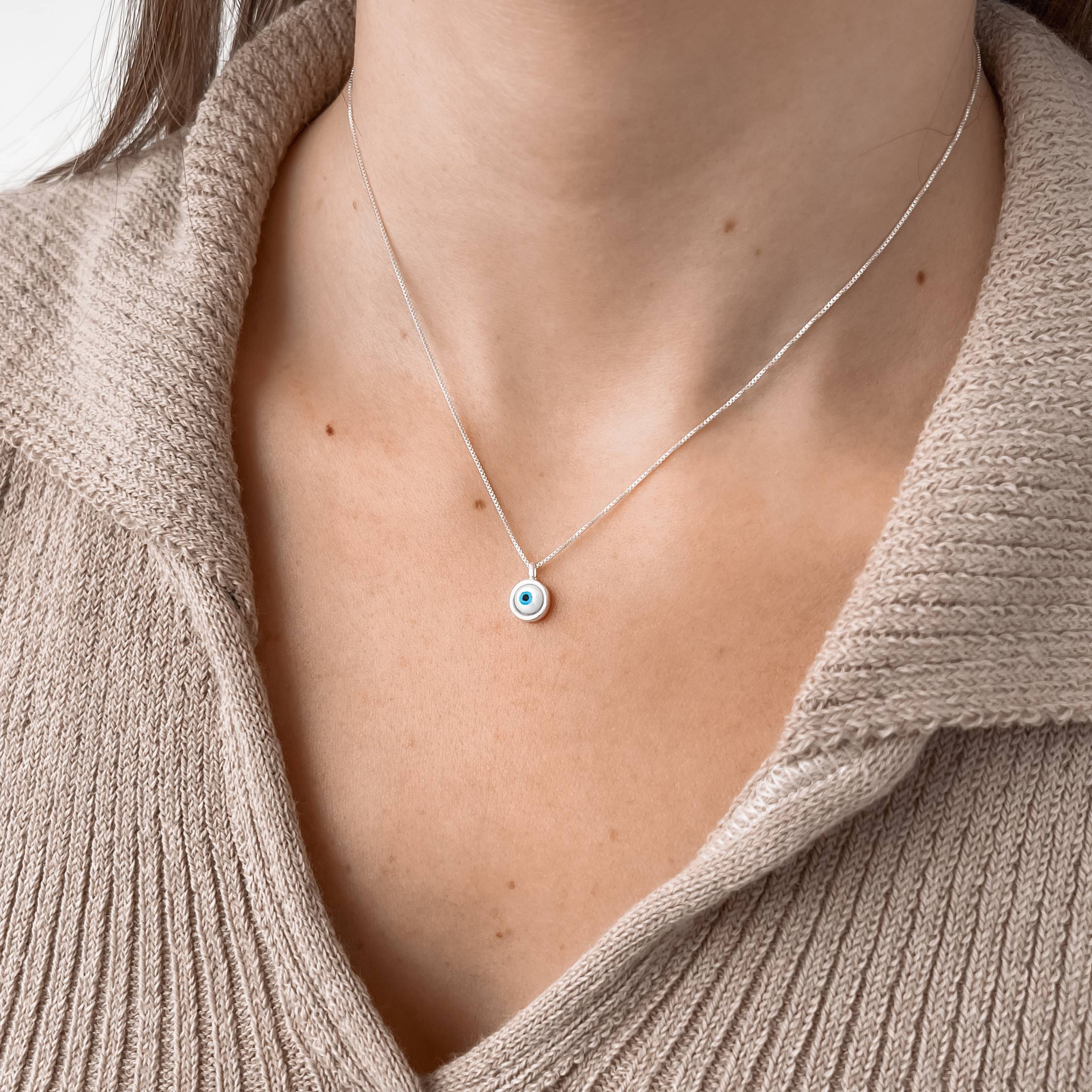 Colar olho grego madrepérola 7mm 40cm