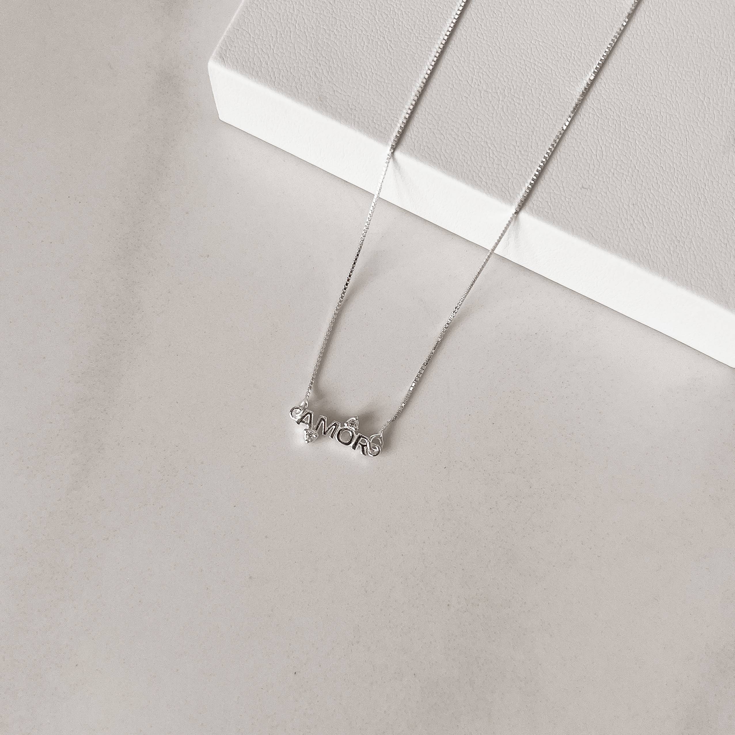 Colar entremeio amor com zircônias 17mm v12 40cm